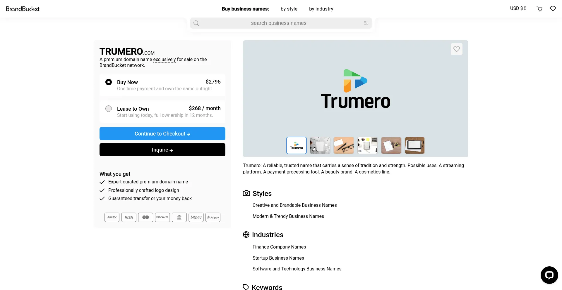 Website screenshot of Trumero.com