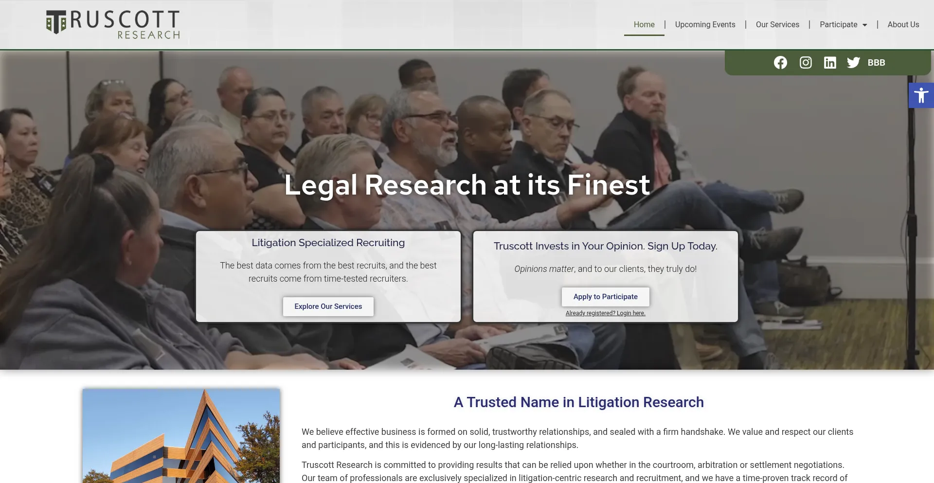 Website screenshot of Truscottresearch.com