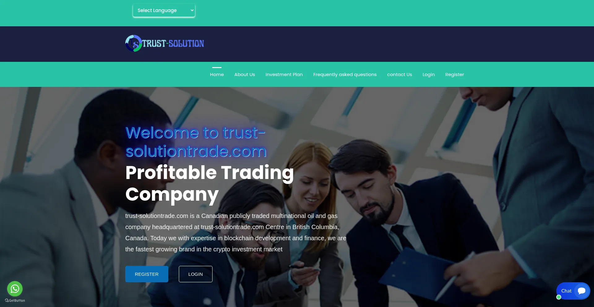 Website screenshot of Trust-solutiontrade.com