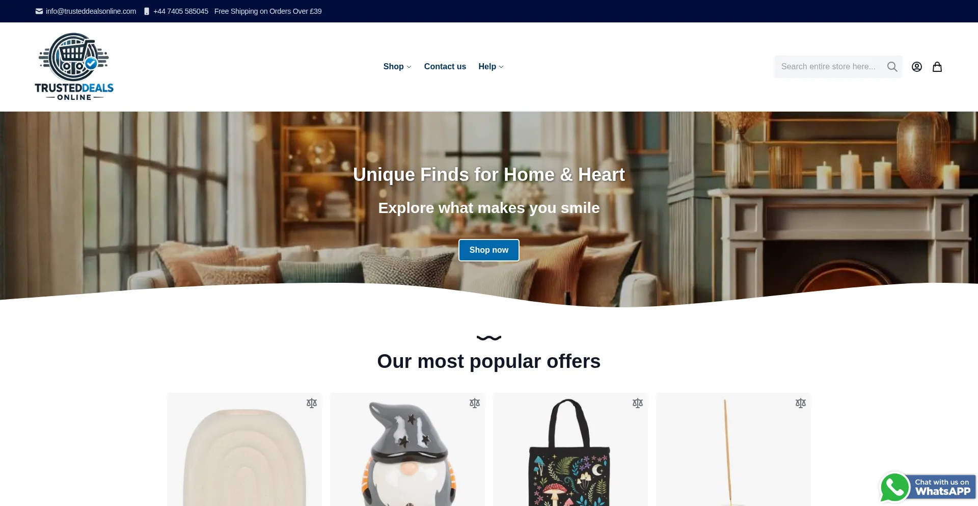 Website screenshot of Trusteddealsonline.com
