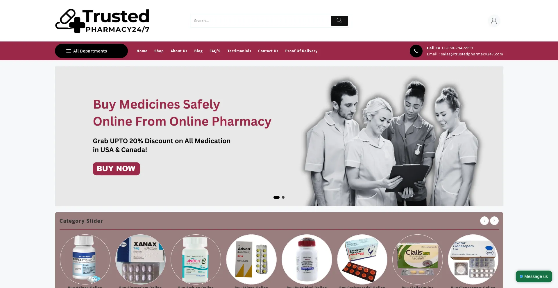 Website screenshot of Trustedpharmacy247.com