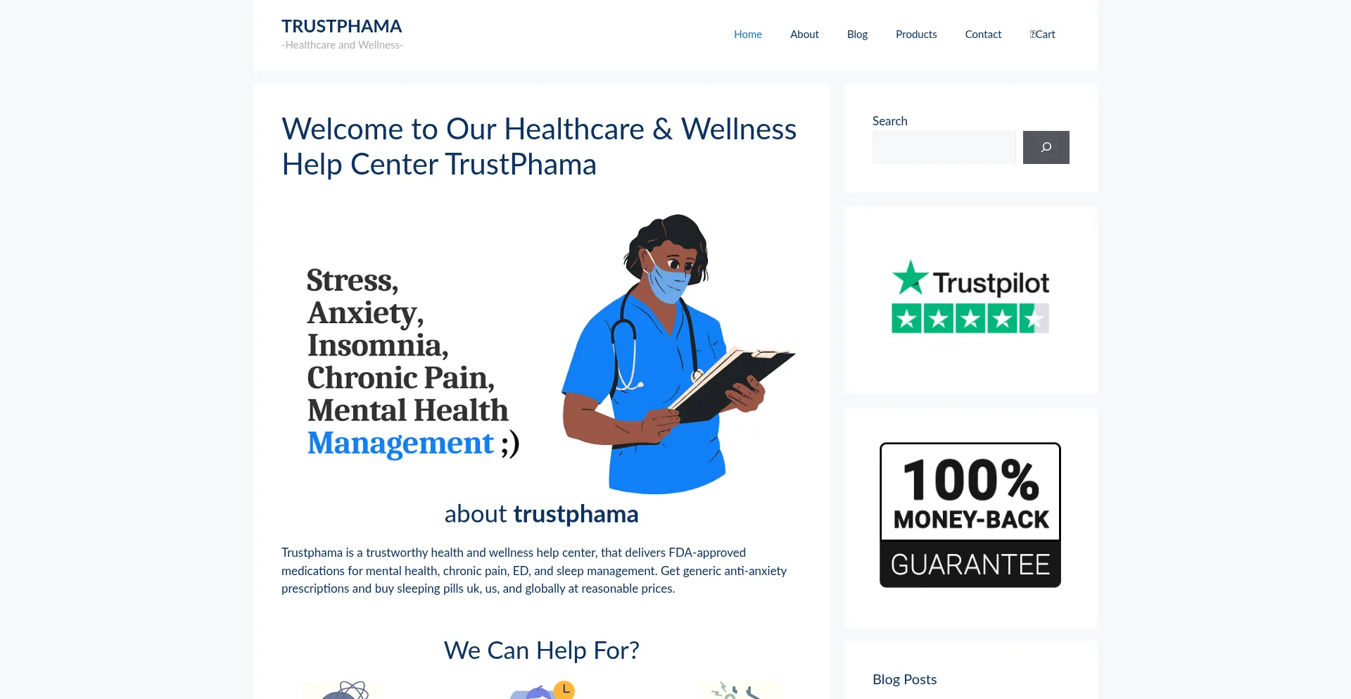 Website screenshot of Trustphama.com