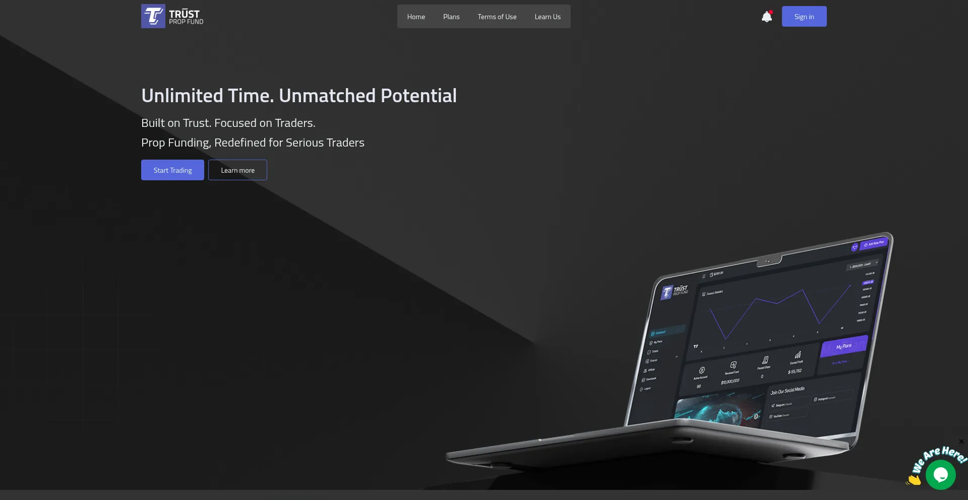 Website screenshot of Trustpropfund.com
