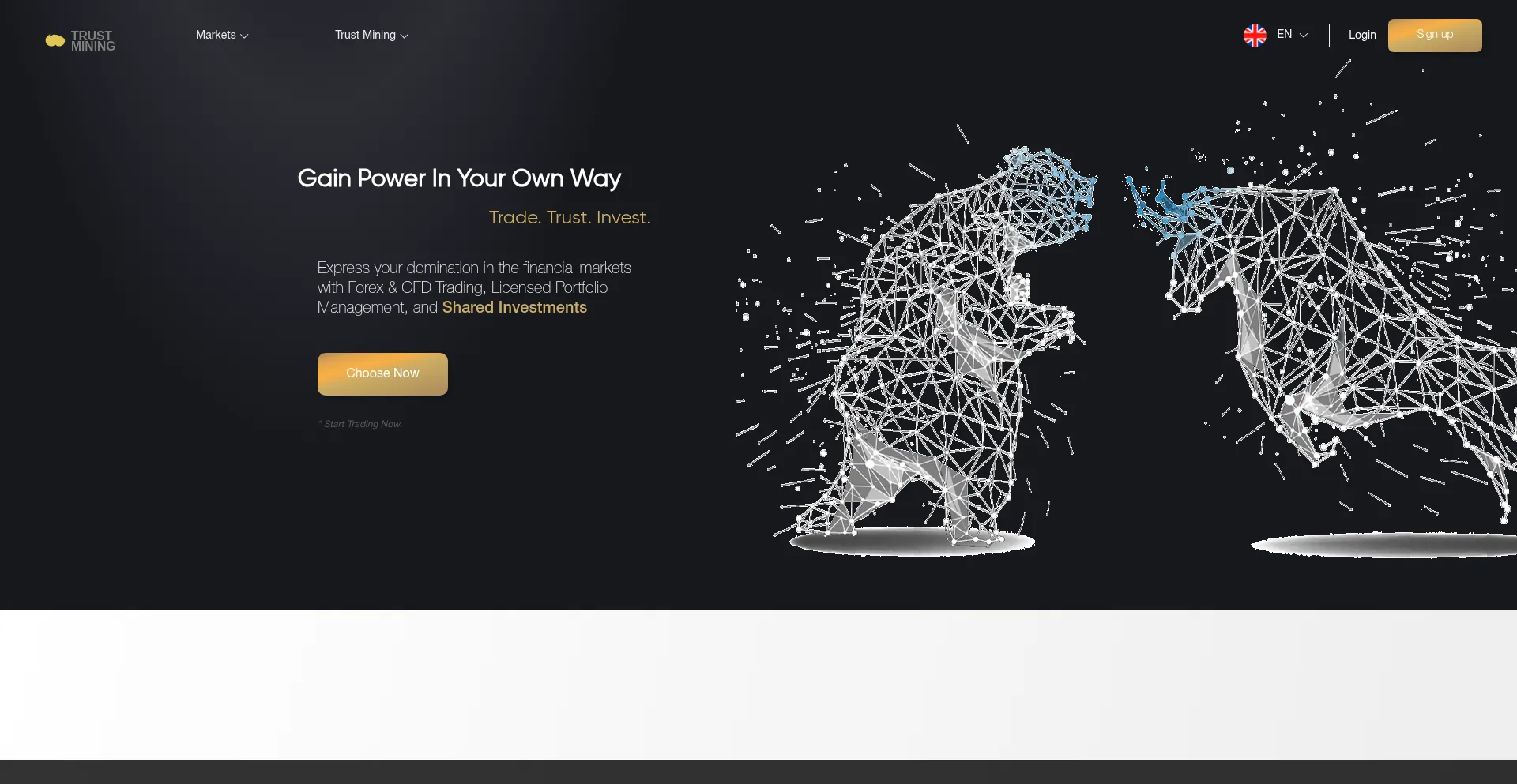 Website screenshot of Trustscloudmining.com