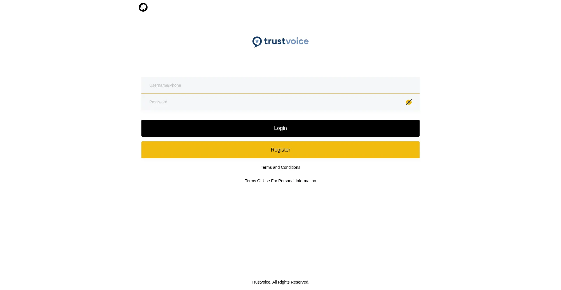 Website screenshot of Trustvoice.top