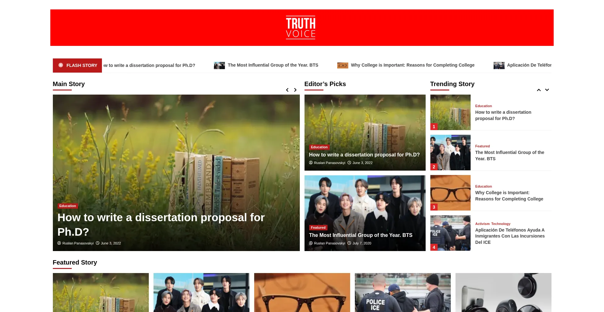 Website screenshot of Truthvoice.com