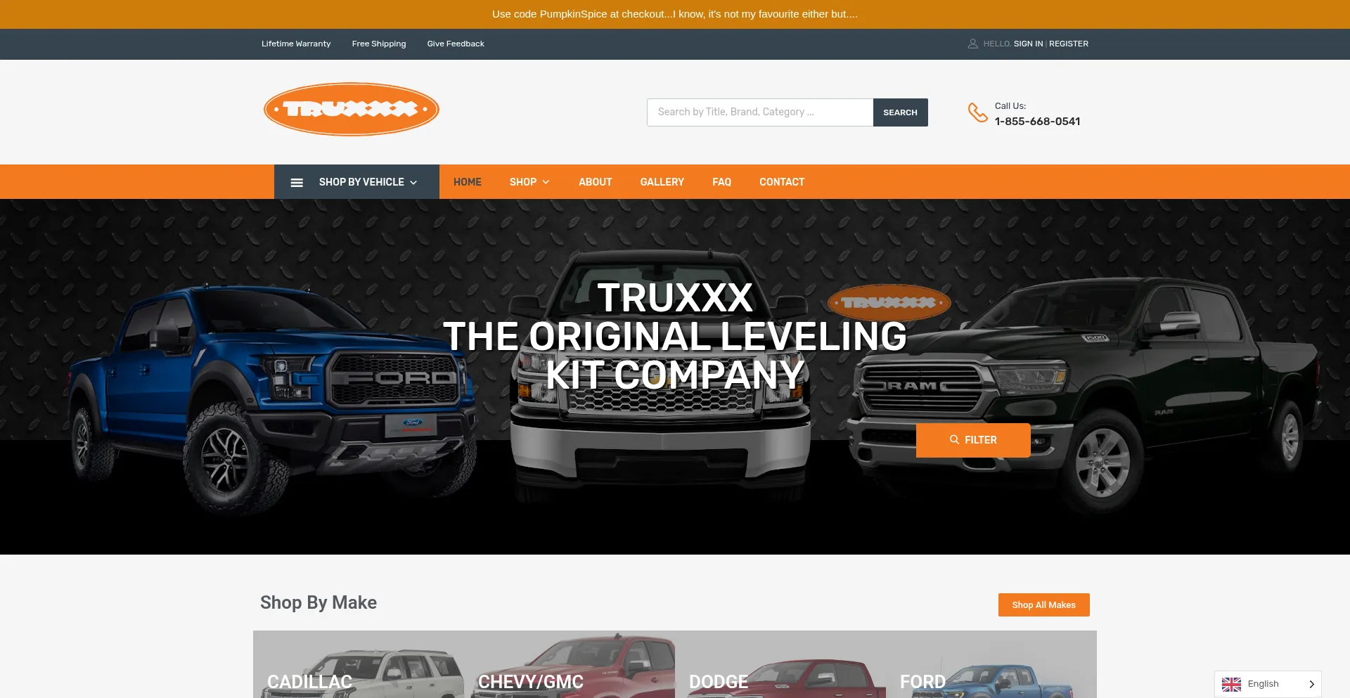 Website screenshot of Truxxx.com
