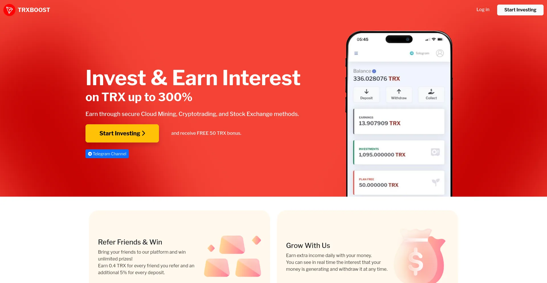 Website screenshot of Trxboost.pro