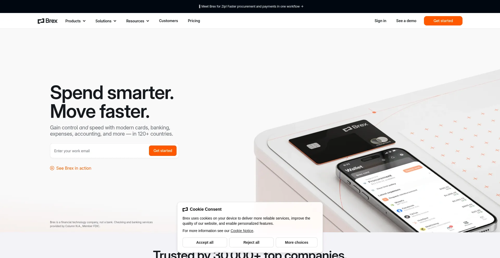 Website screenshot of Try-brex.org
