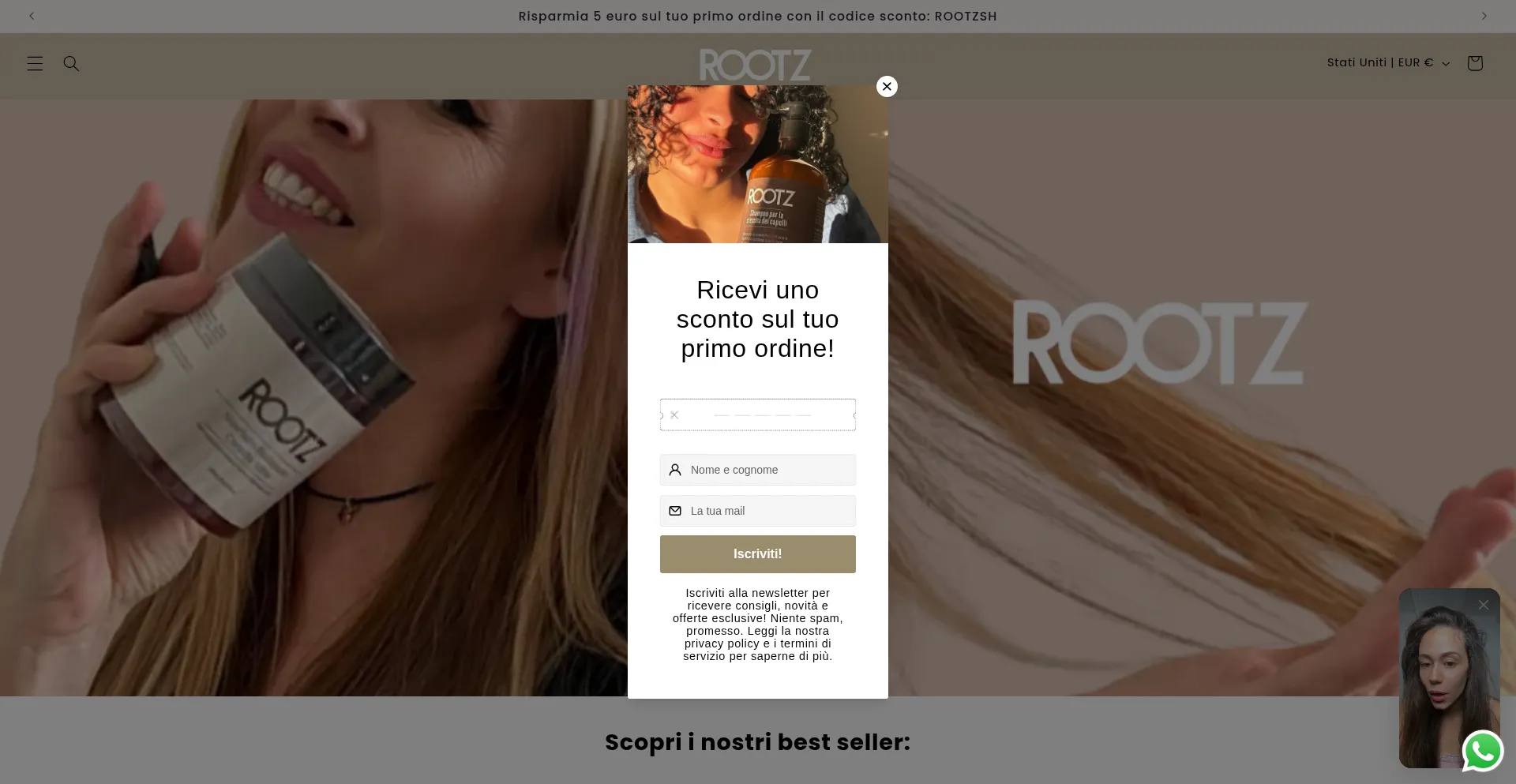 Website screenshot of Try-rootz.com