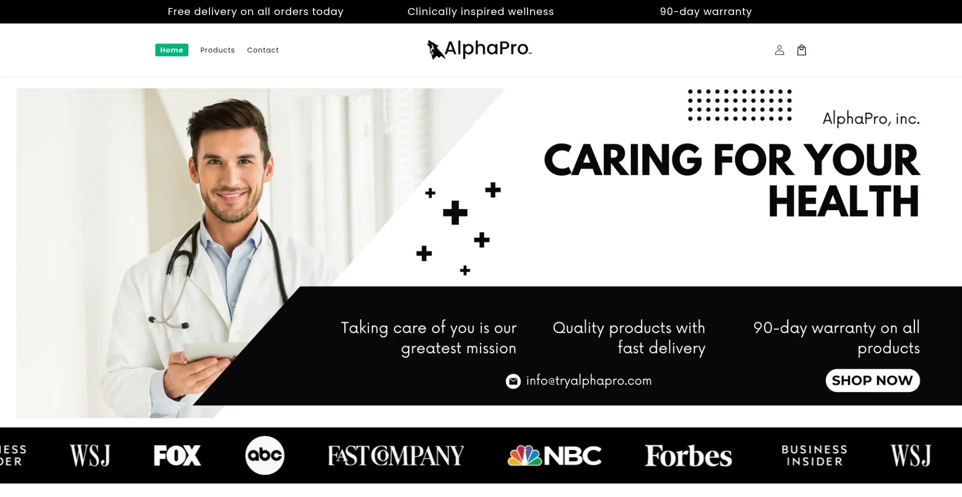 Website screenshot of Tryalpha.pro