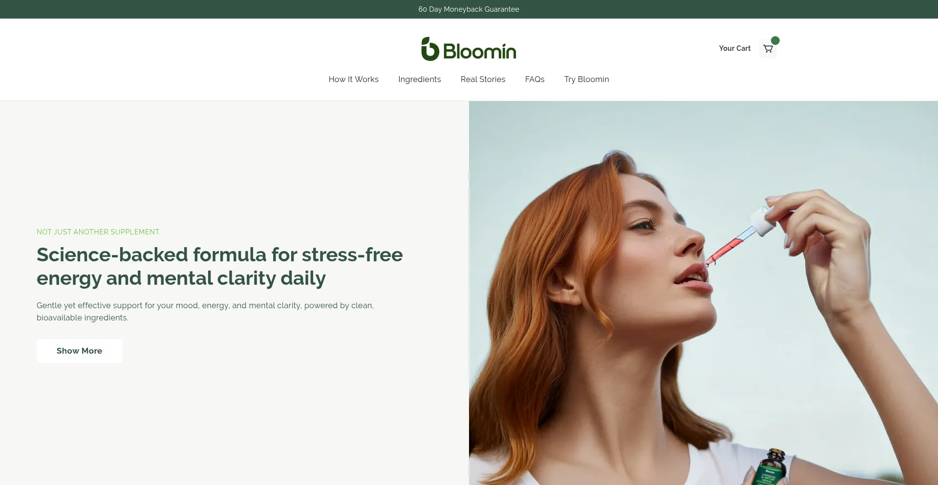Website screenshot of Trybloomin.com