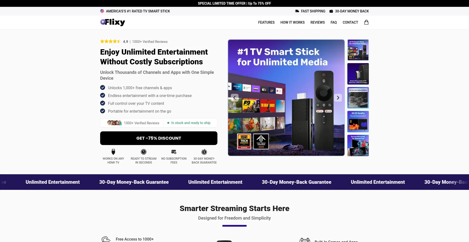 Website screenshot of Tryflixy.com