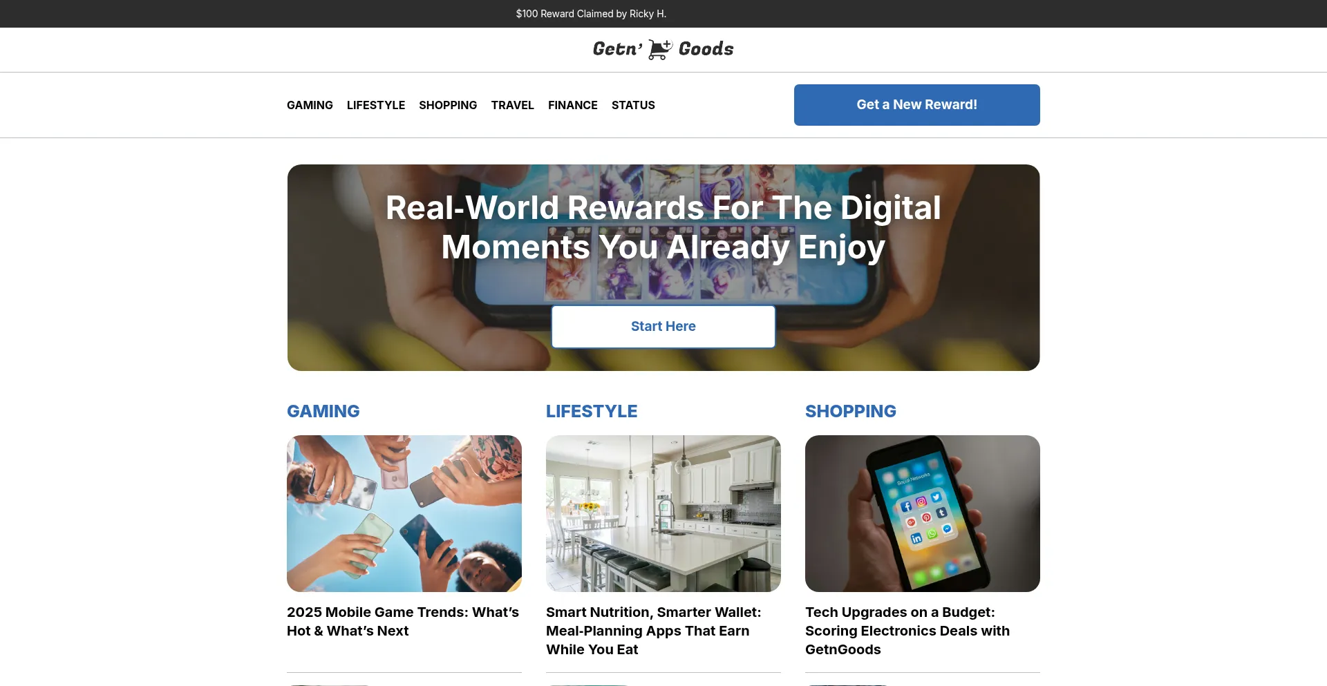 Website screenshot of Trygetngoods.com