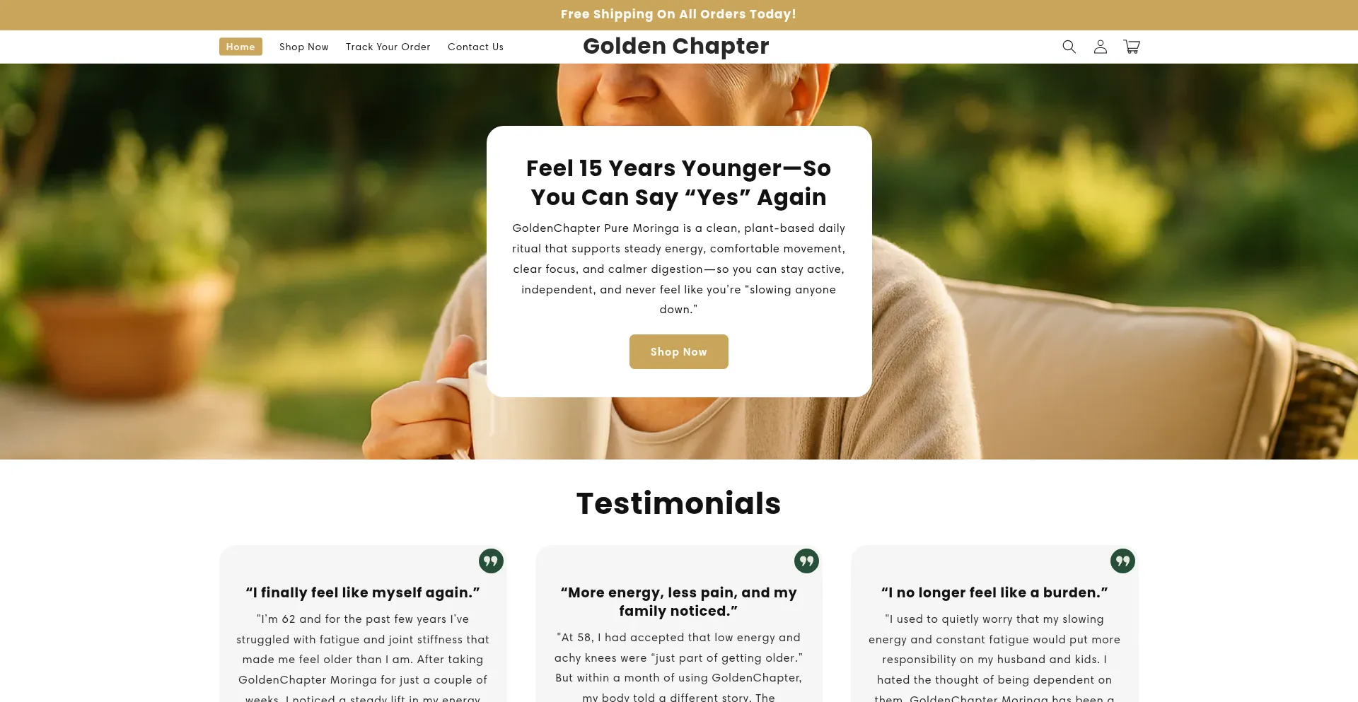 Website screenshot of Trygoldenchapter.com