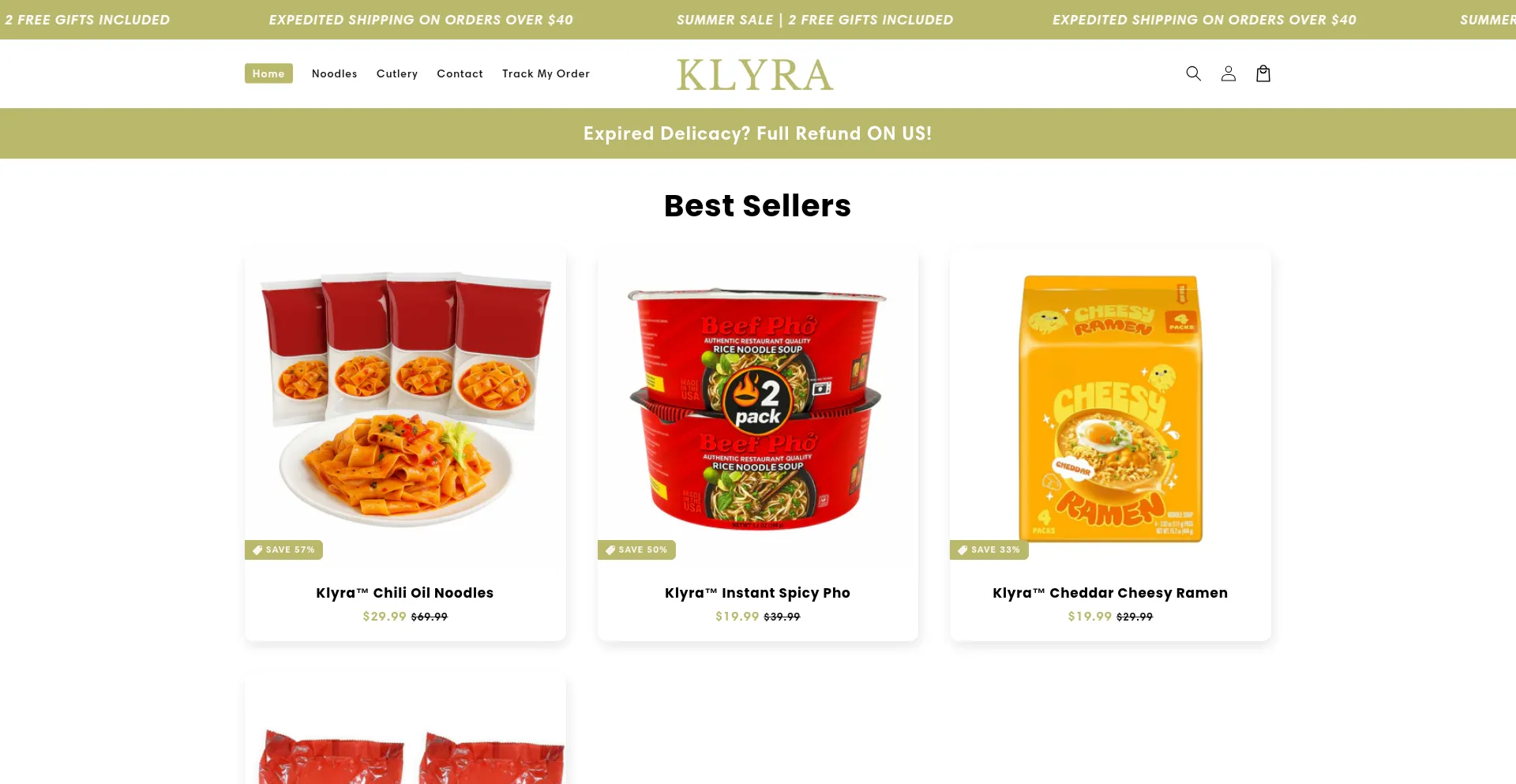 Website screenshot of Tryklyra.com