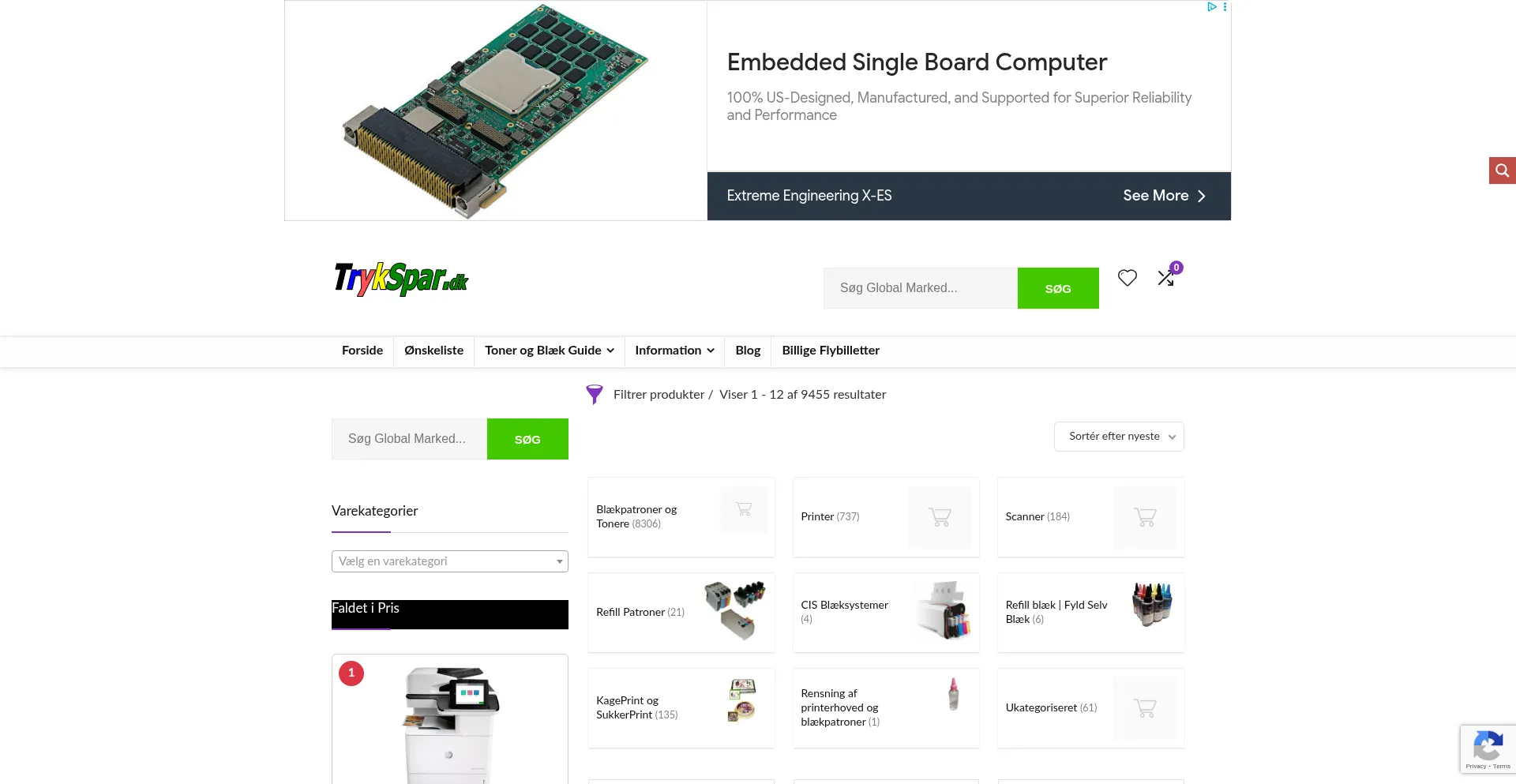 Website screenshot of Trykspar.dk