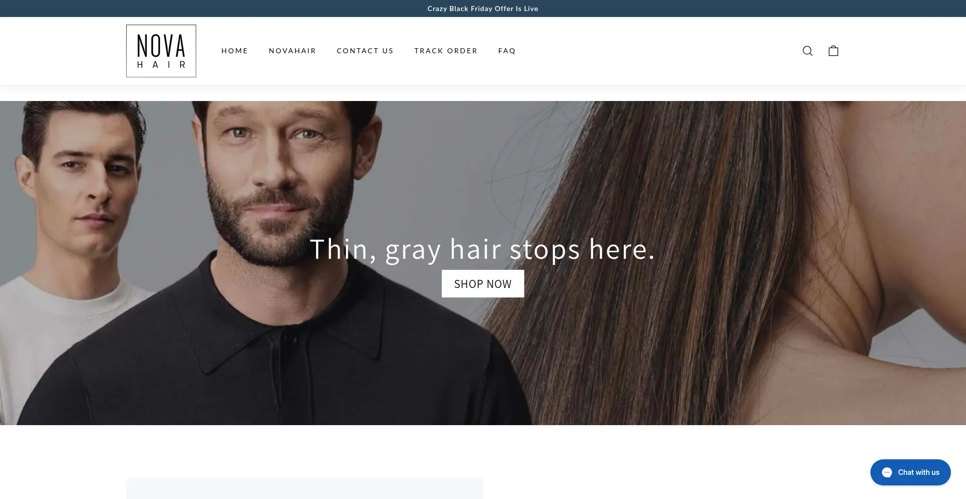 Website screenshot of Trynovahair.com