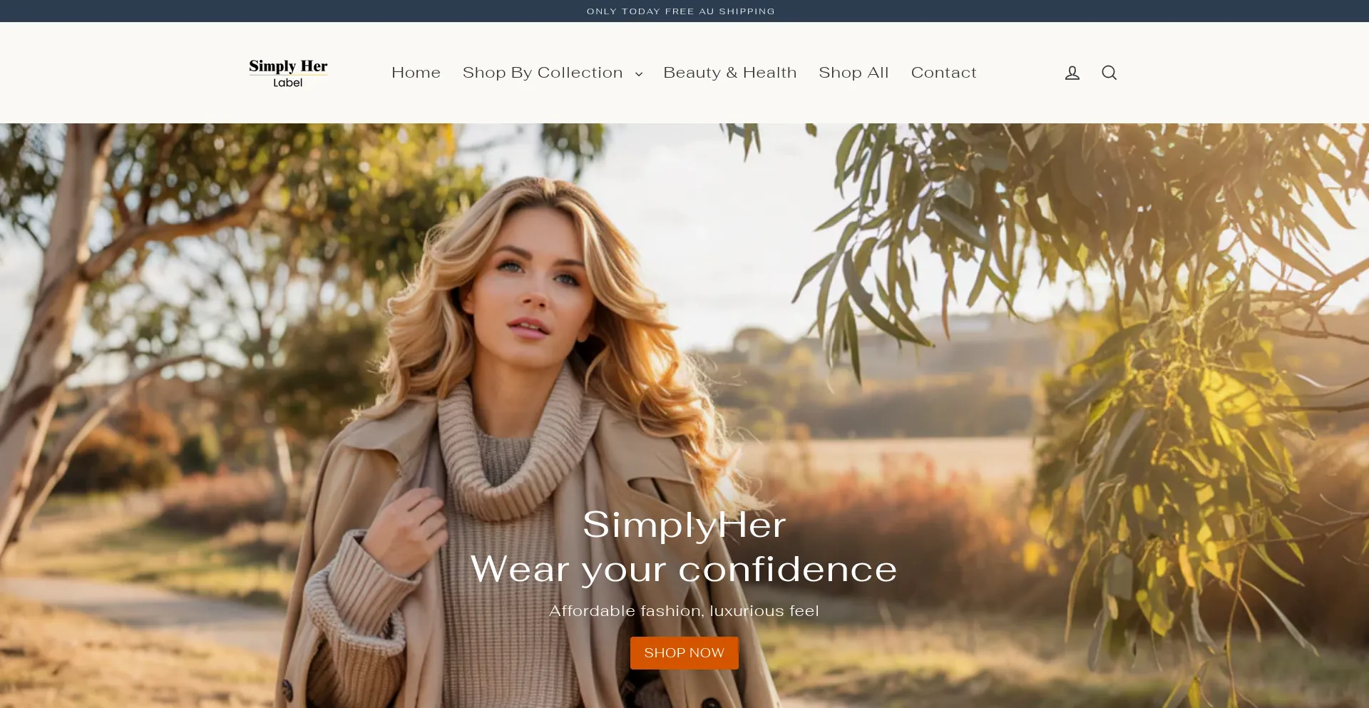 Website screenshot of Trysimplyher.com