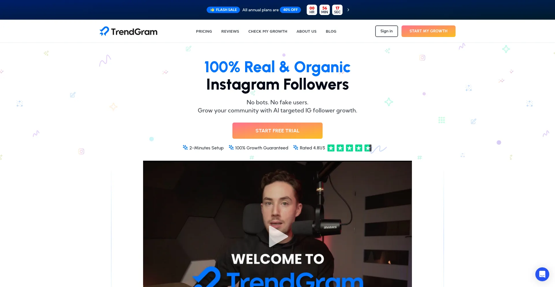 Website screenshot of Trytrendgram.com