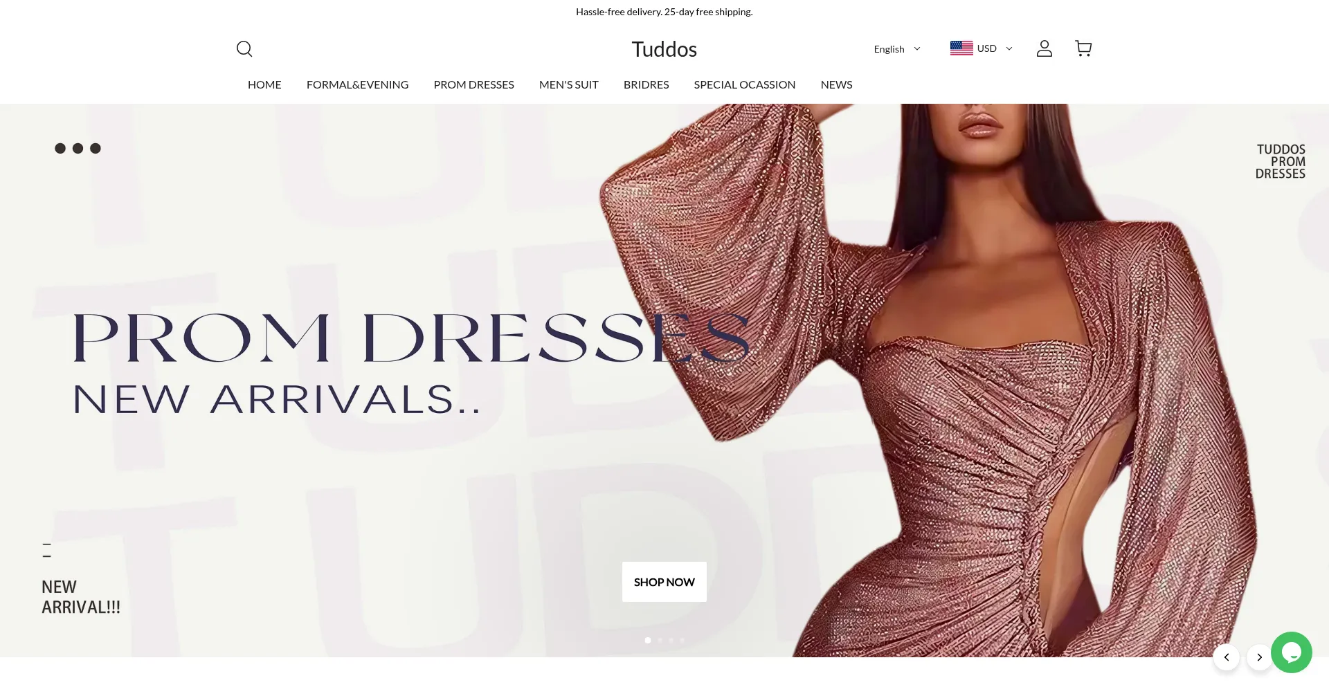 Website screenshot of Tuddos.com