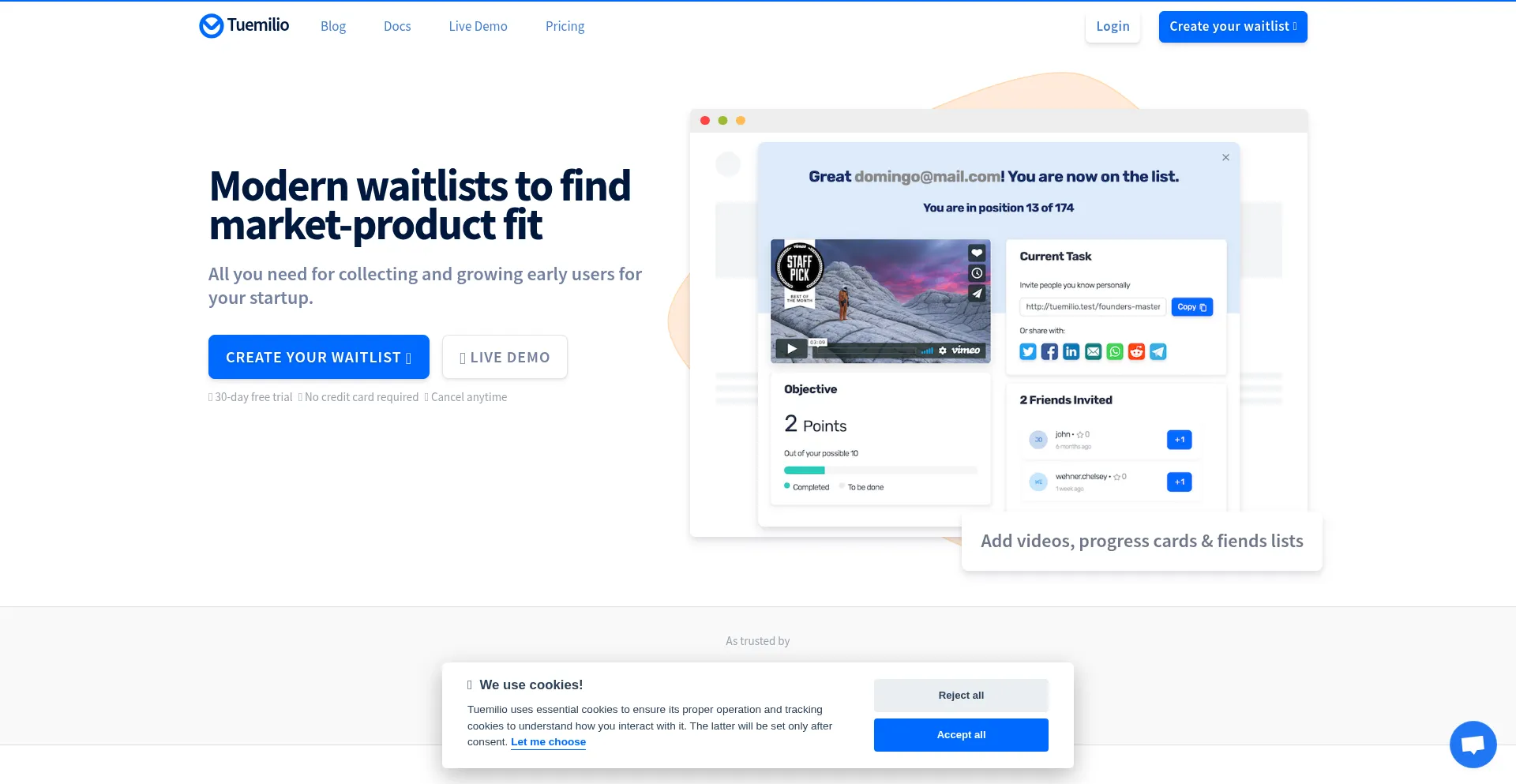 Website screenshot of Tuemilio.com