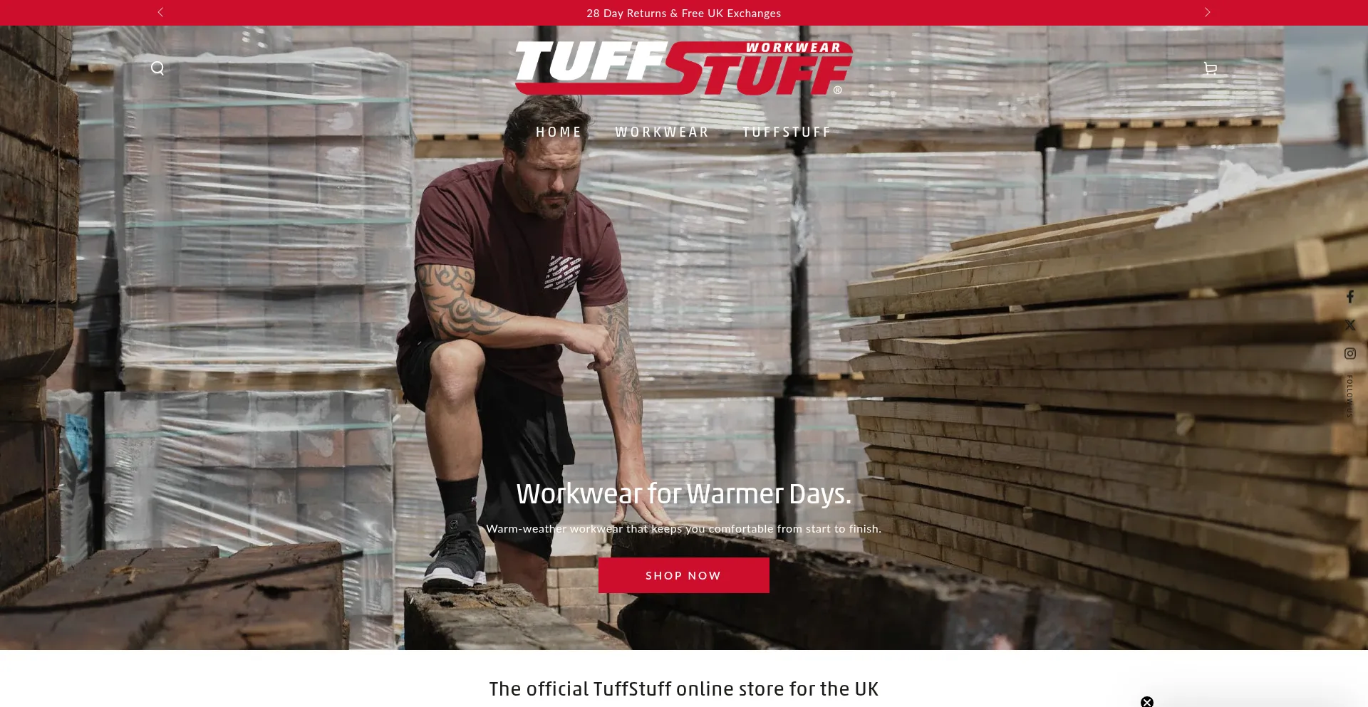 Website screenshot of Tuffstuffworkwear.co.uk