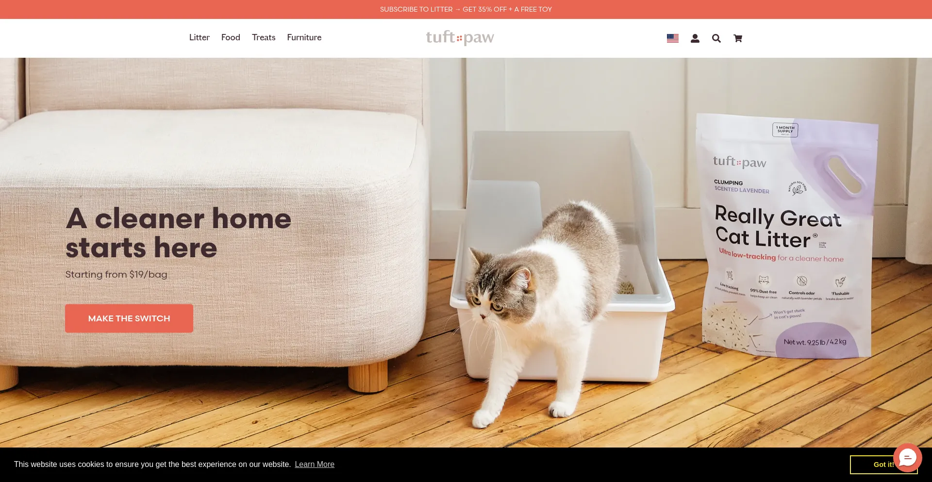 Website screenshot of Tuftandpaw.com
