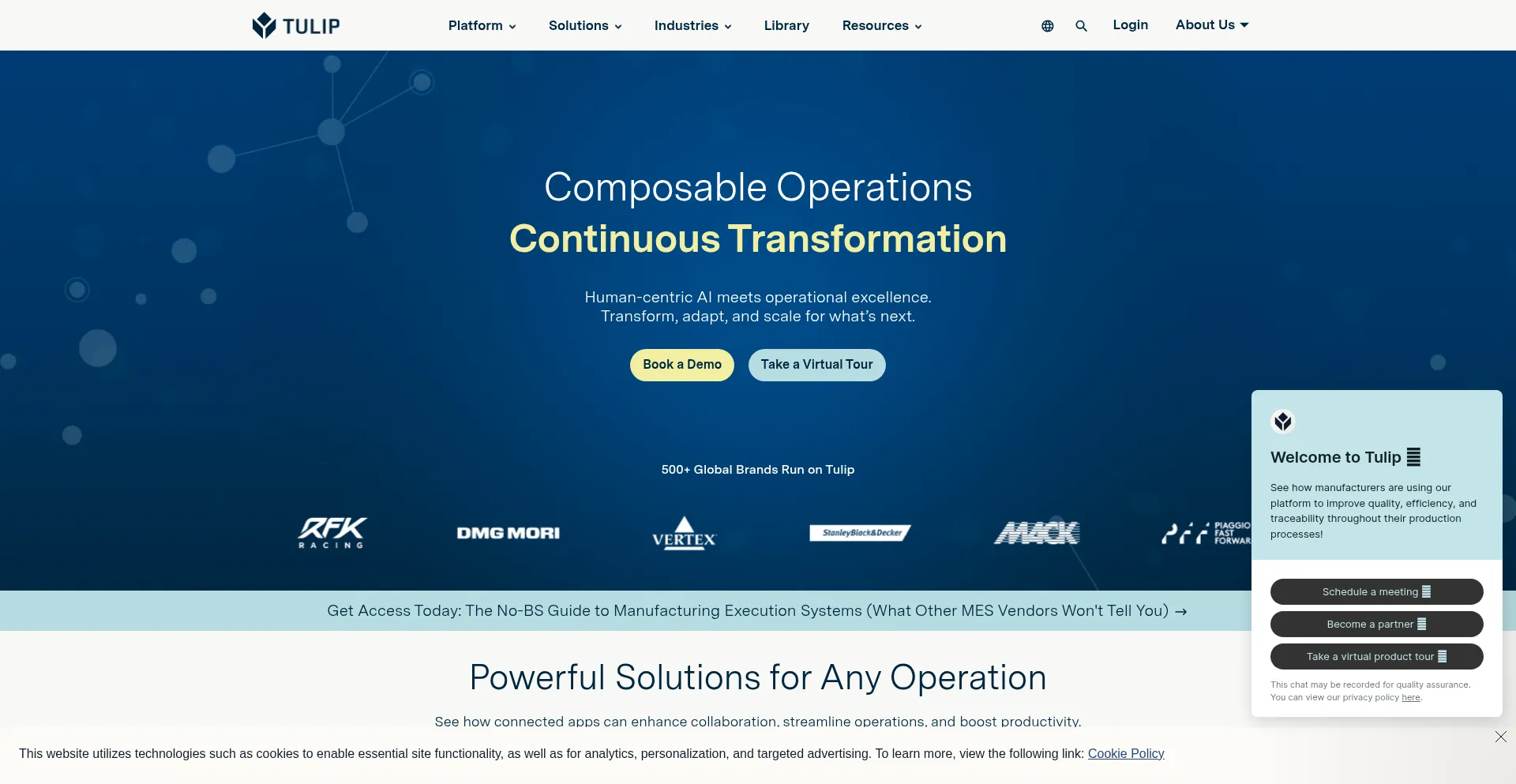 Website screenshot of Tulip.co