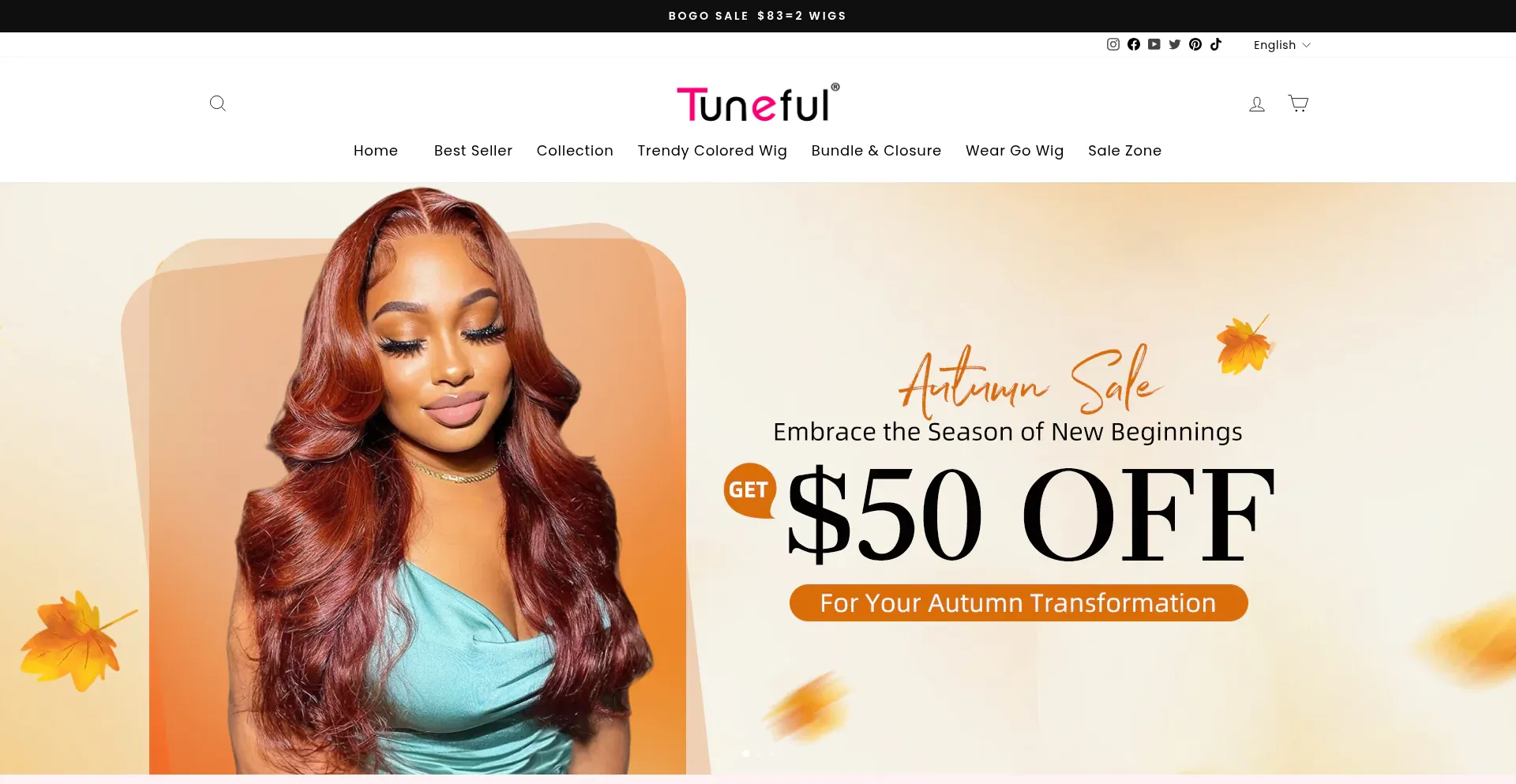 Website screenshot of Tunefulhair.com