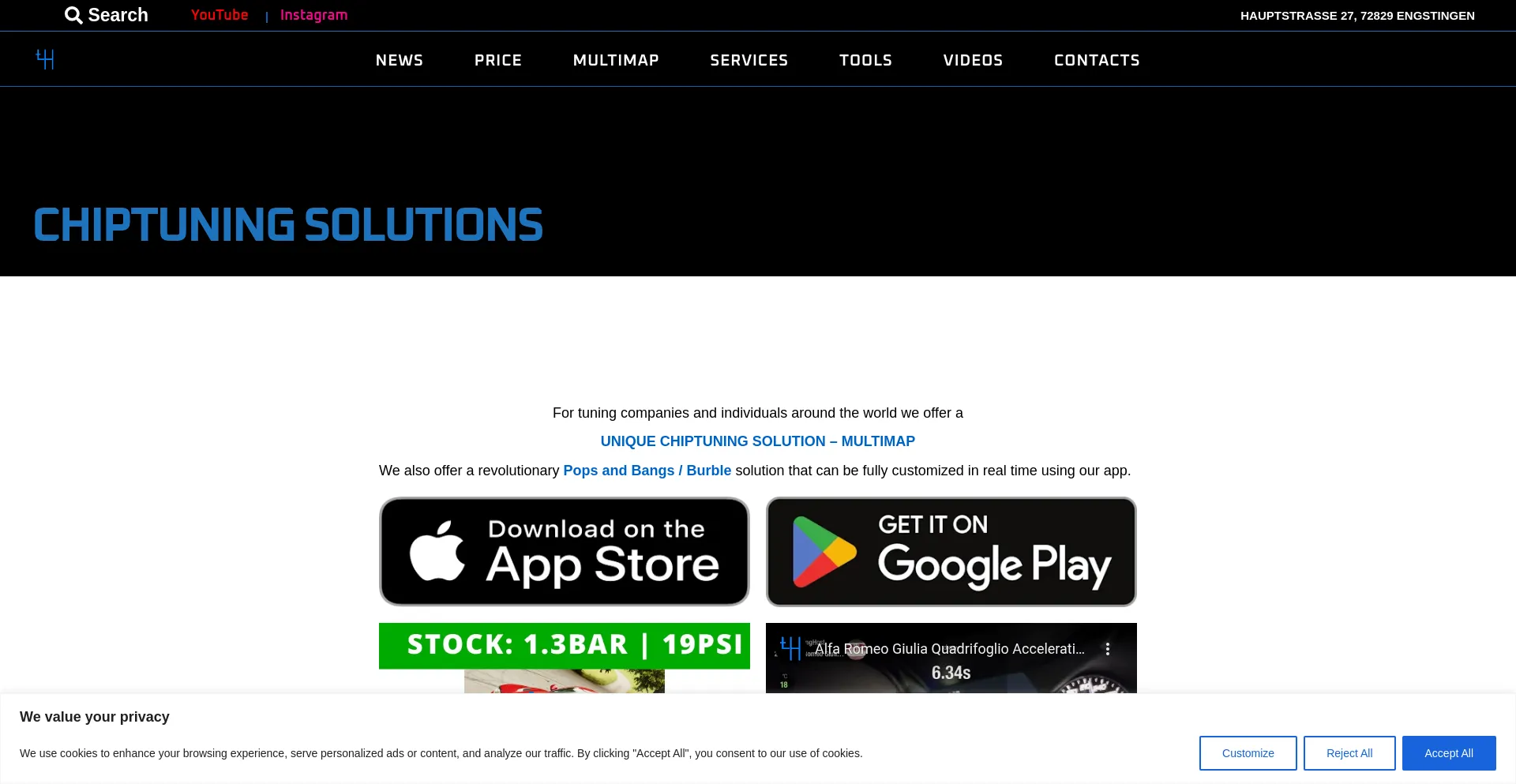 Website screenshot of Tuninghost.com