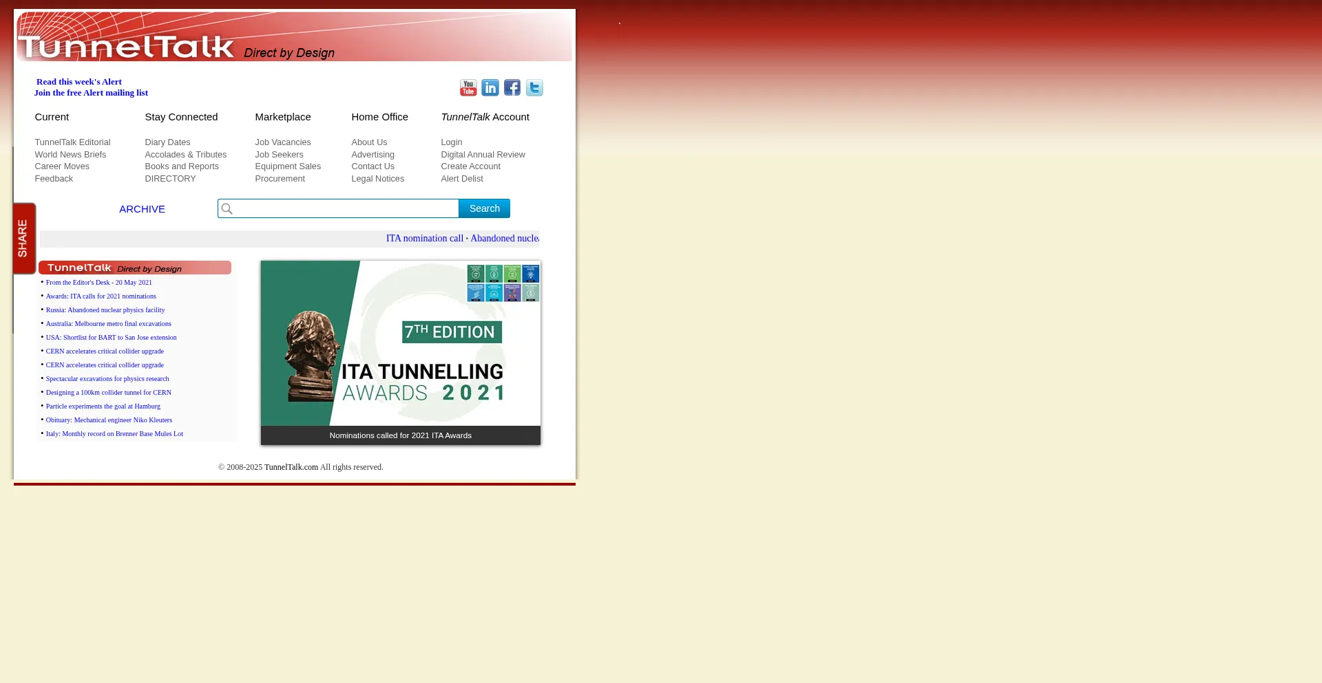 Website screenshot of Tunneltalk.com