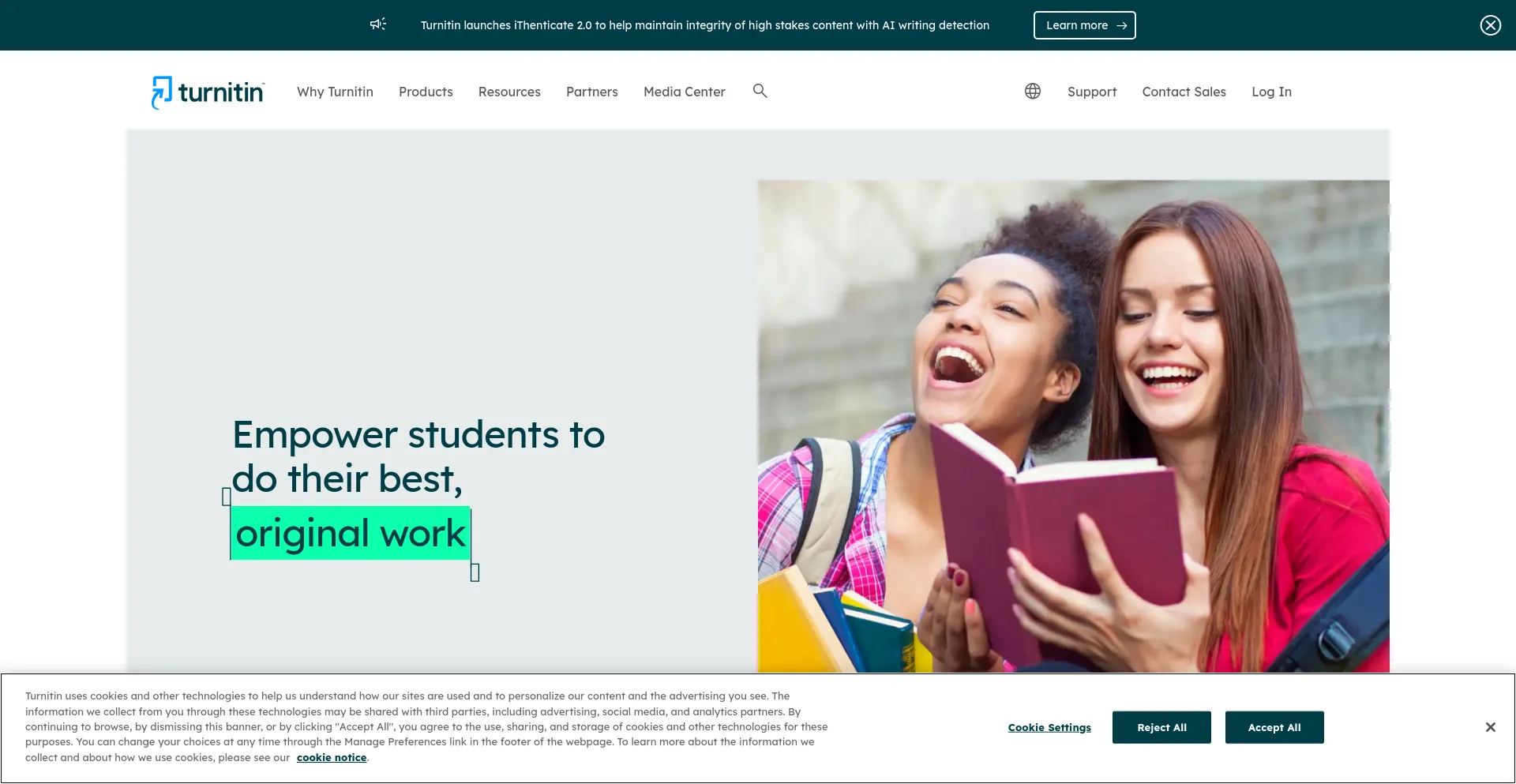 Website screenshot of Turnitin.com
