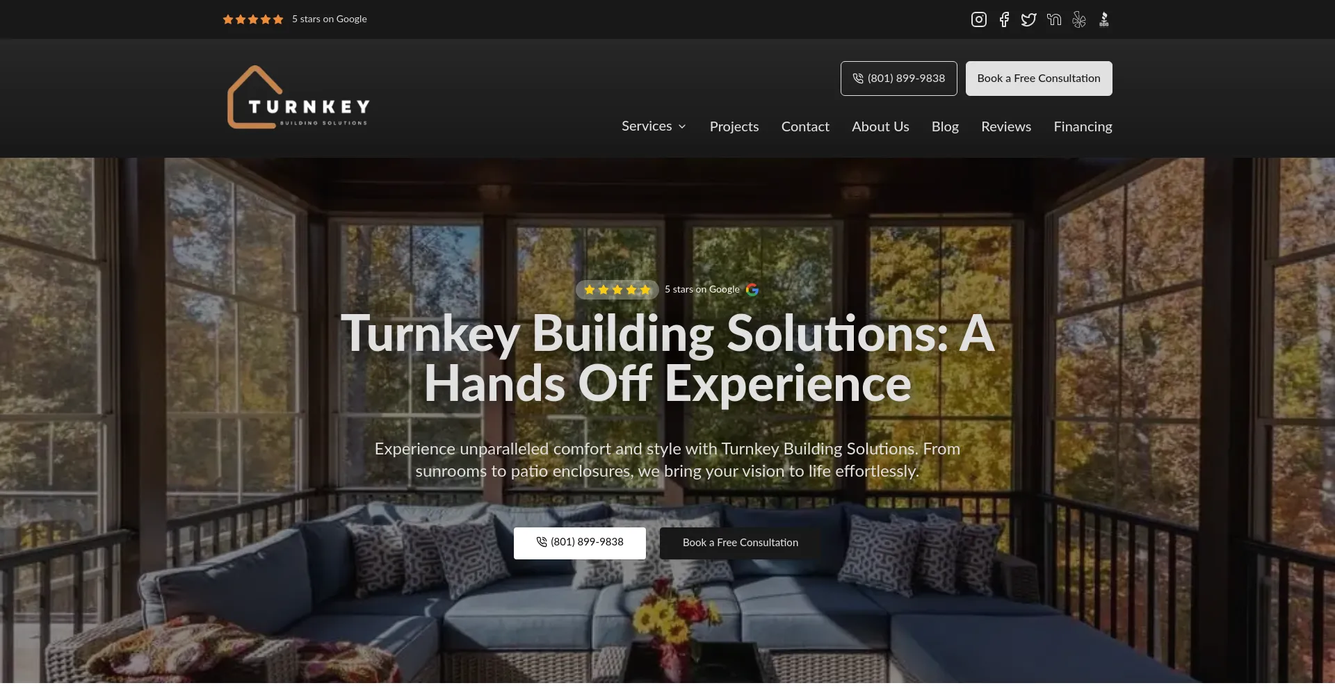 Website screenshot of Turnkeybuildingpros.com