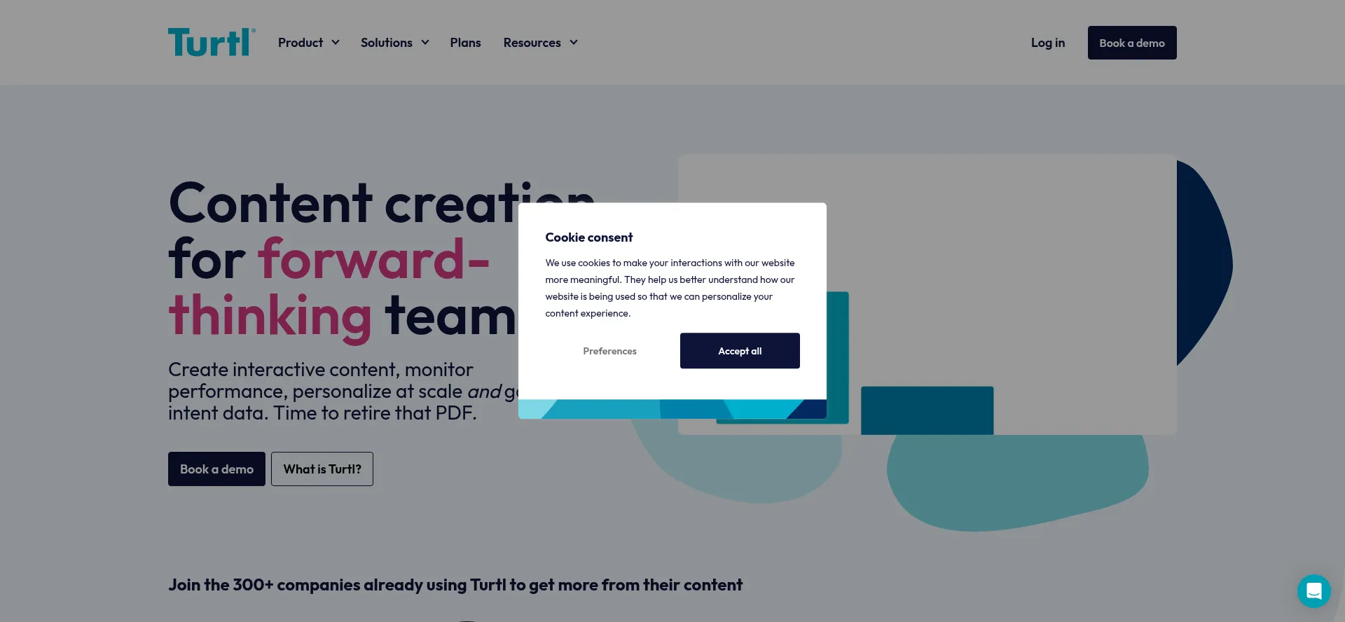 Website screenshot of Turtl.co