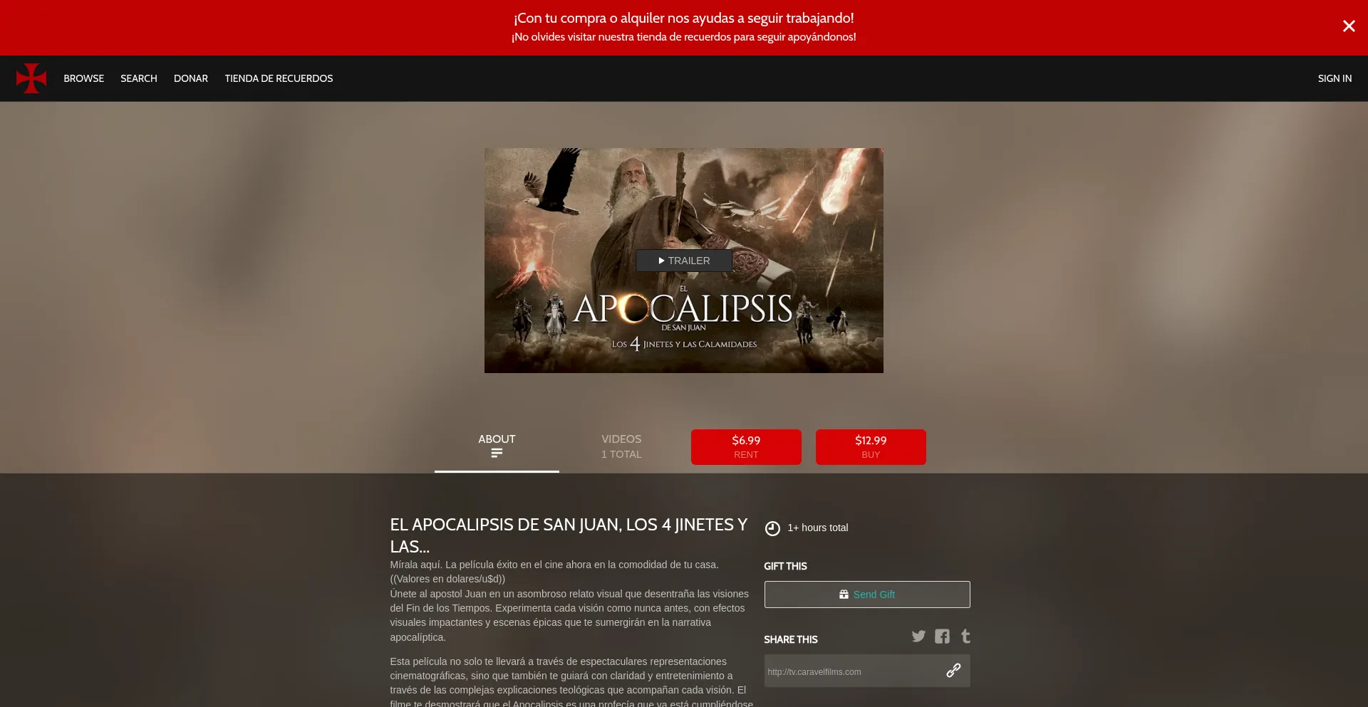 Website screenshot of Tv.caravelfilms.com