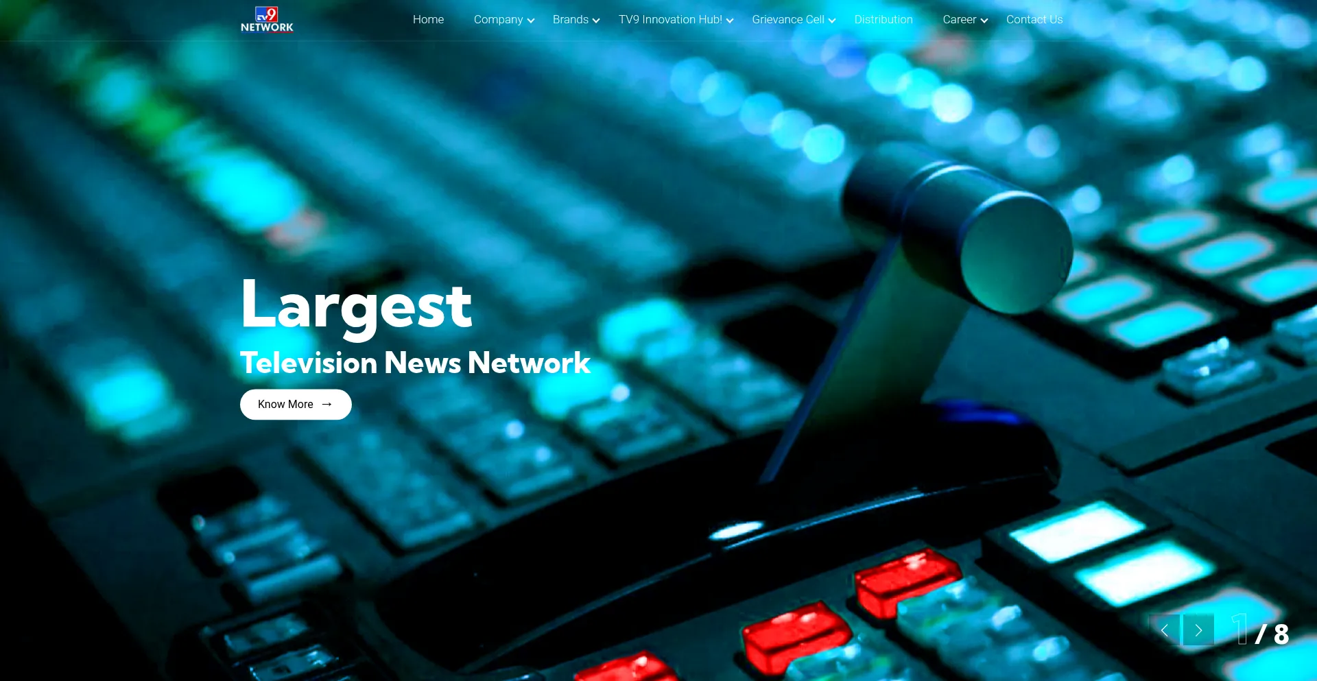 Website screenshot of Tv9.com
