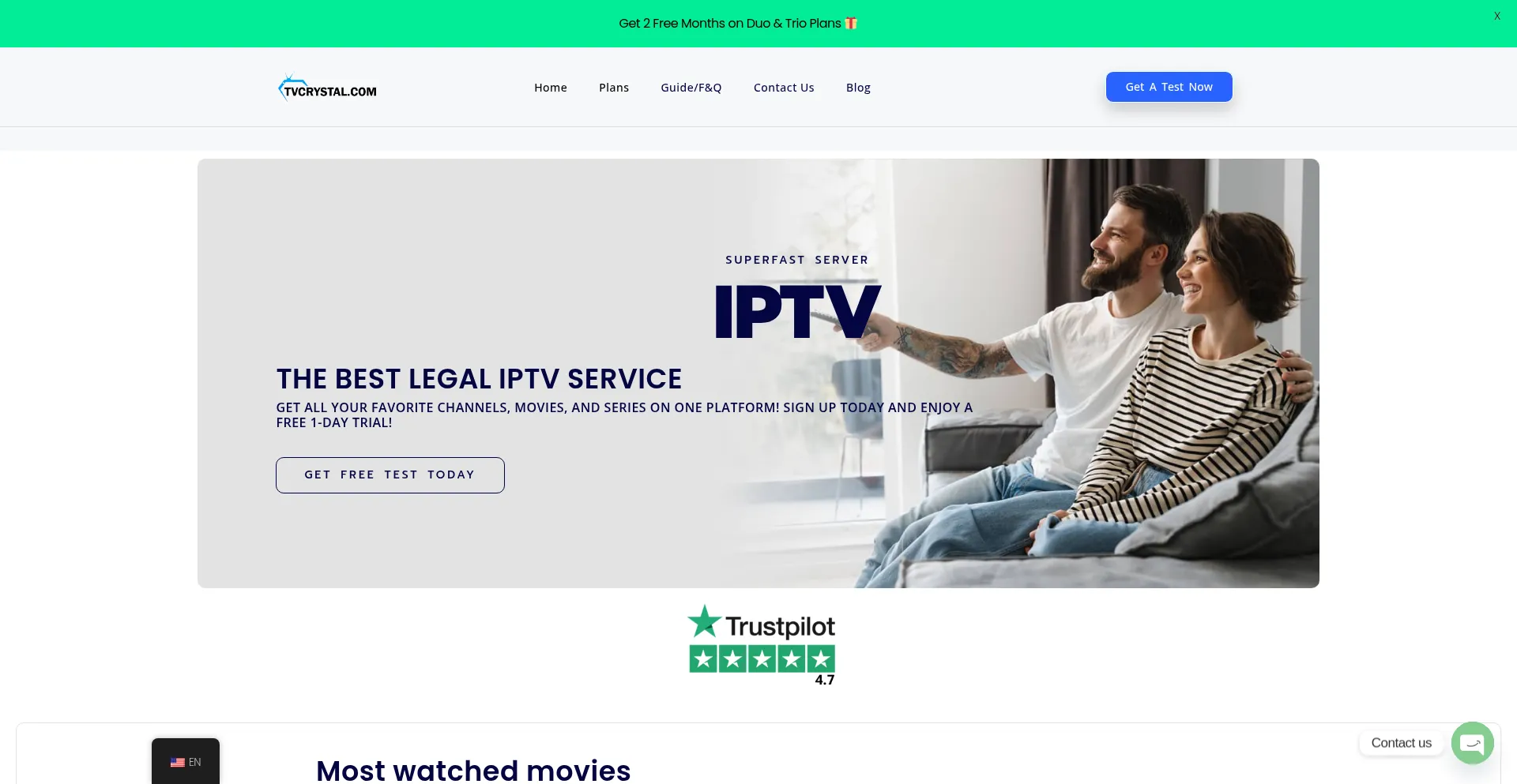 Website screenshot of Tvcrystal.com