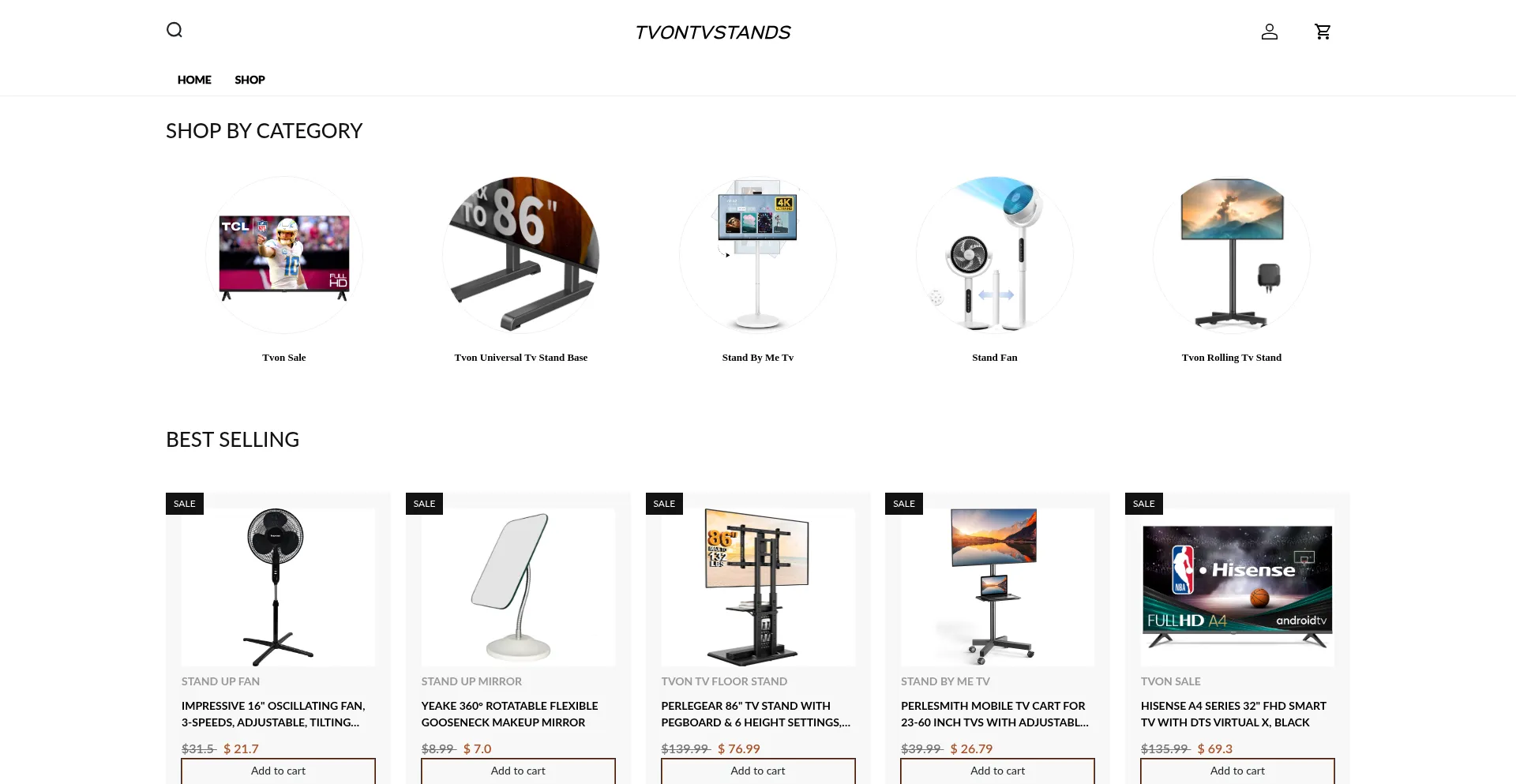 Website screenshot of Tvonstands.shop