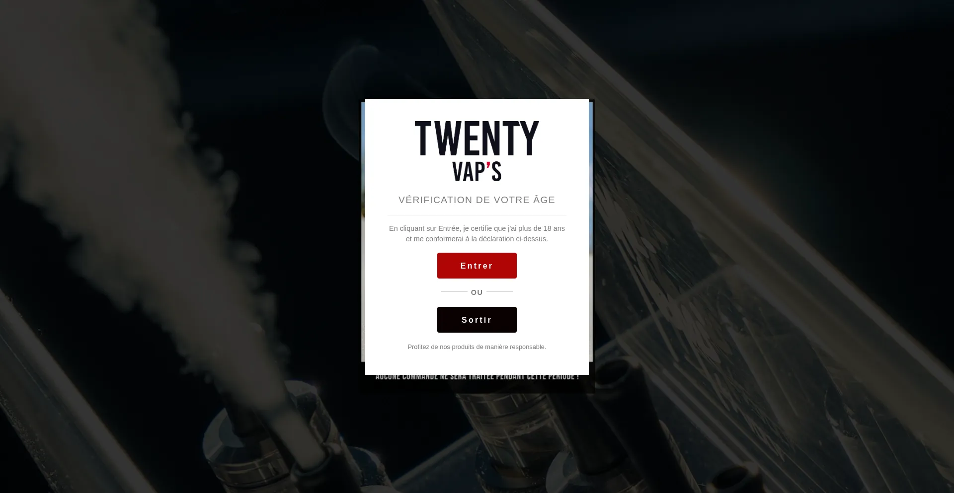 Website screenshot of Twentyvaps.com