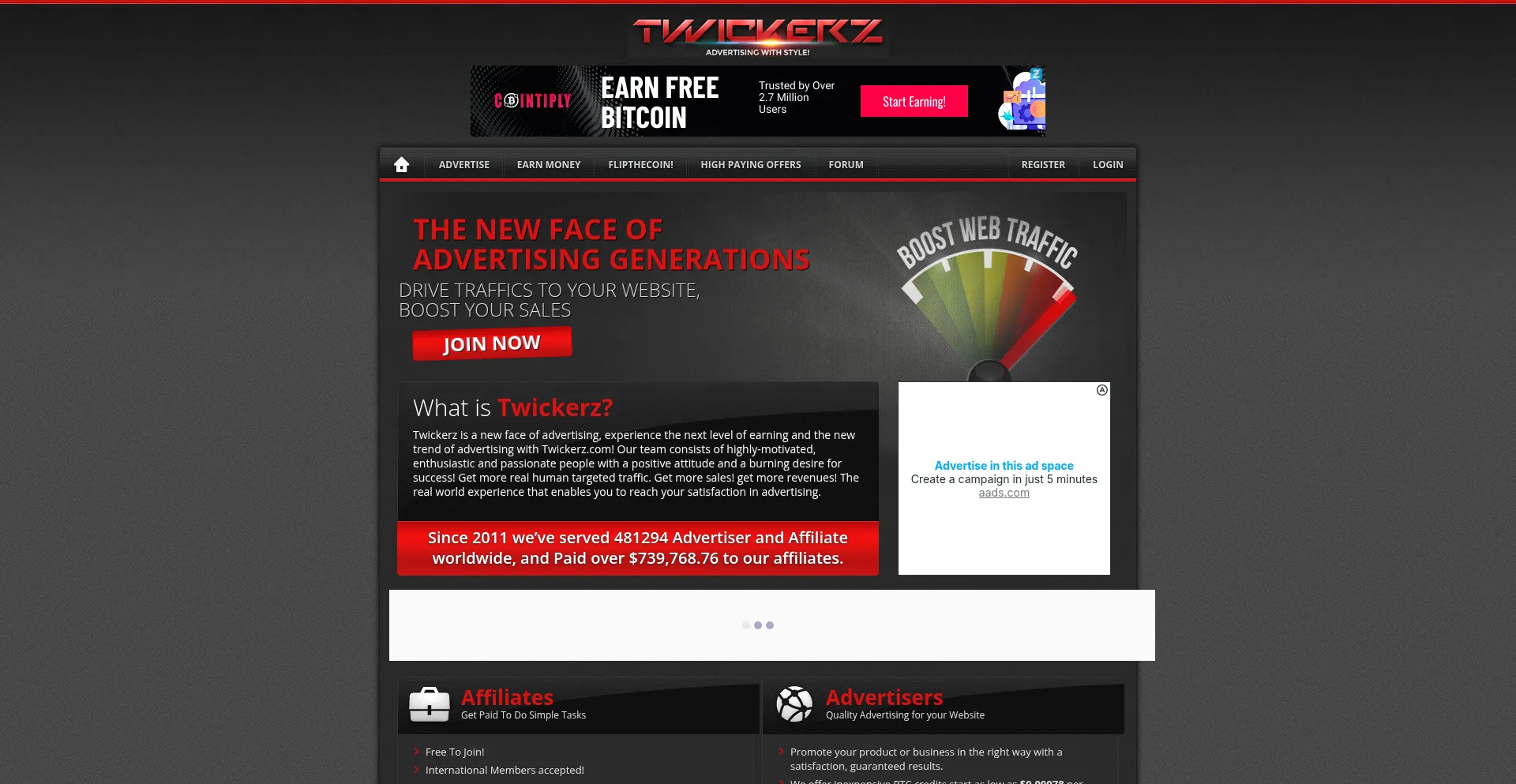 Website screenshot of Twickerz.com