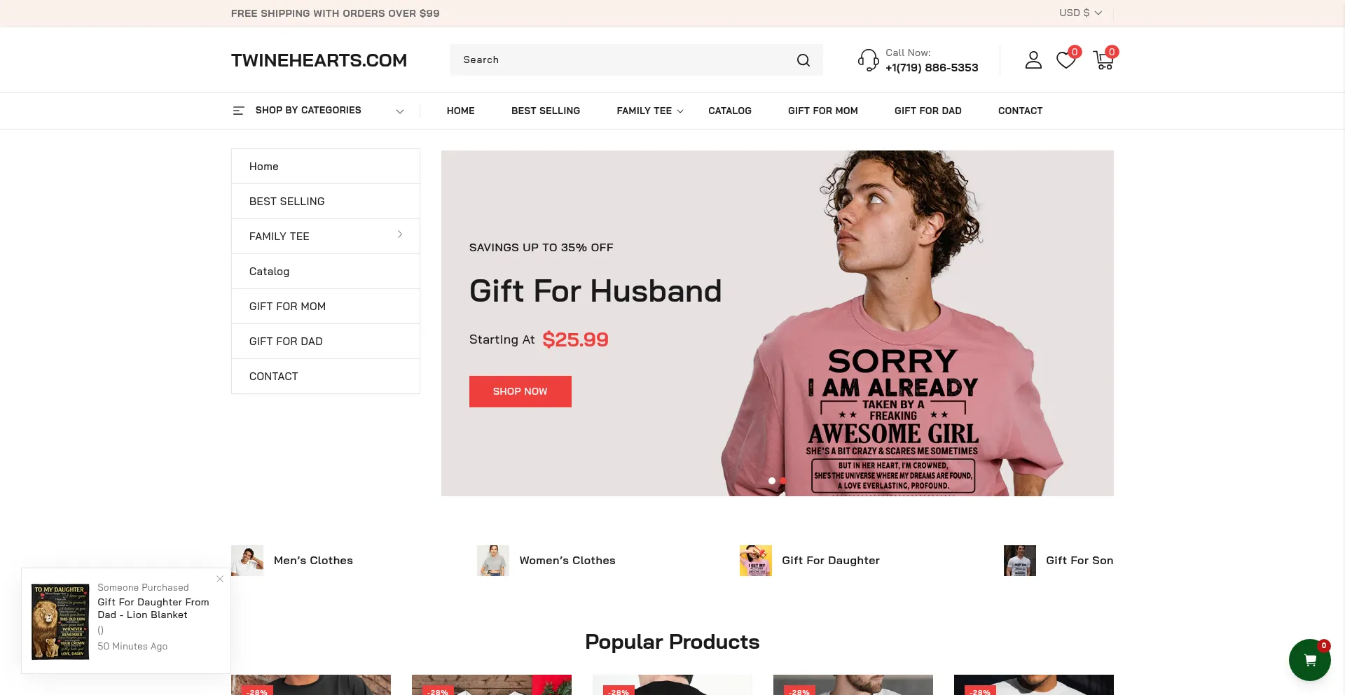 Website screenshot of Twinehearts.com