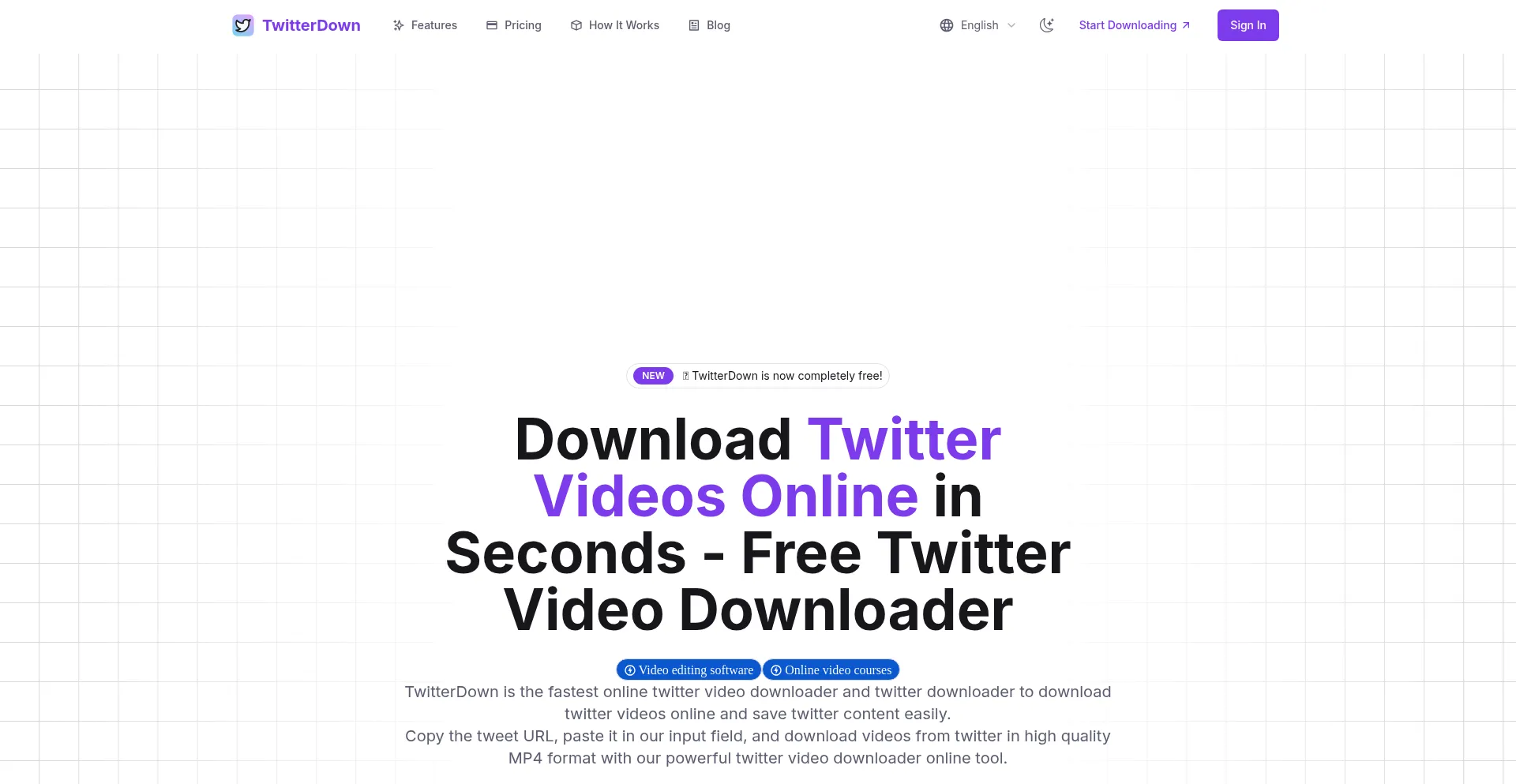 Website screenshot of Twitterdown.com