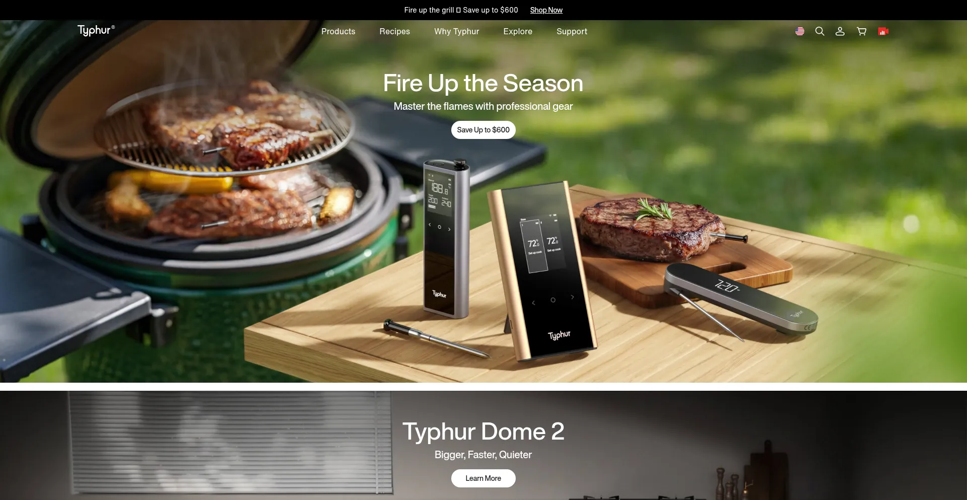 Website screenshot of Typhur.com