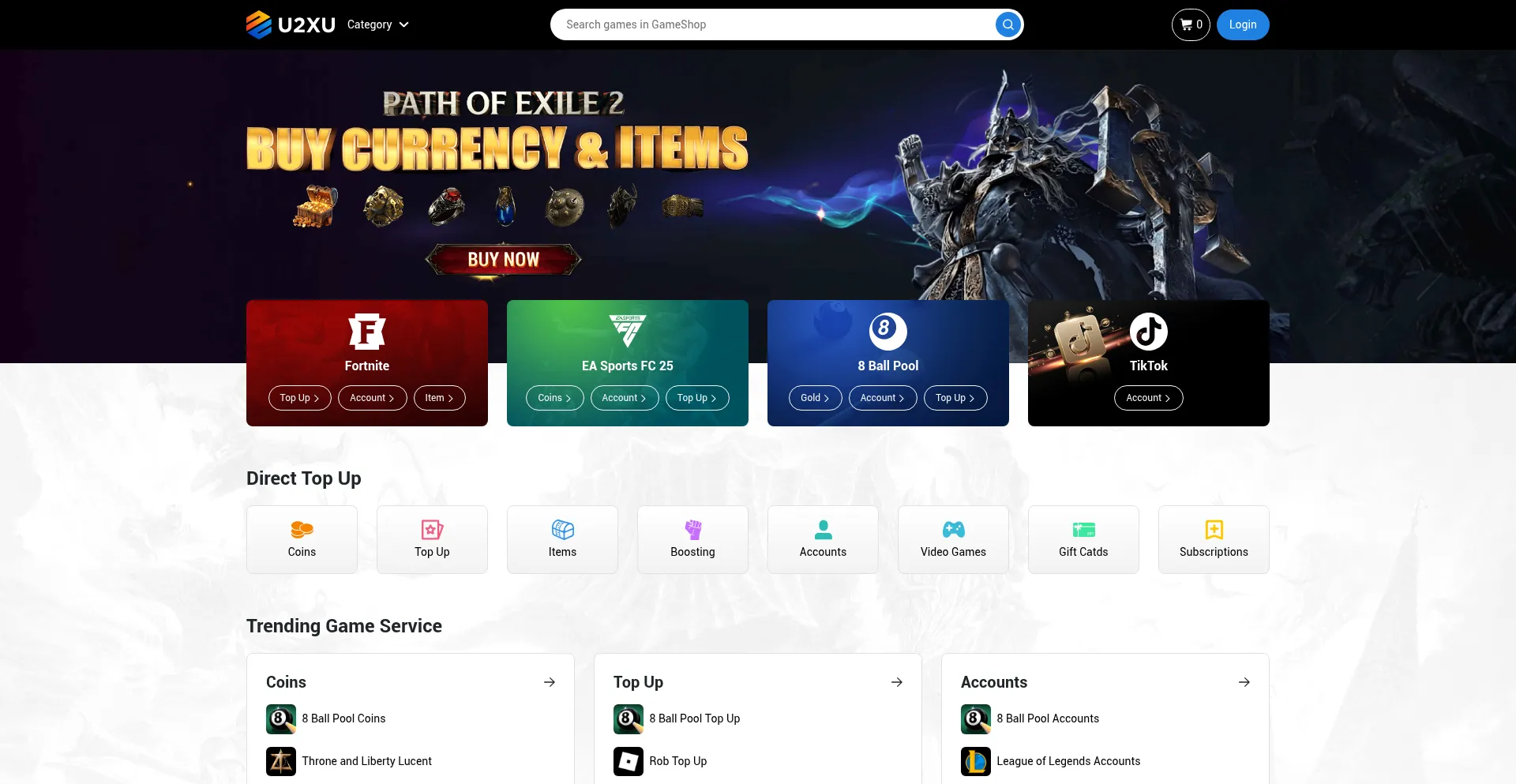 Website screenshot of U2xu.com
