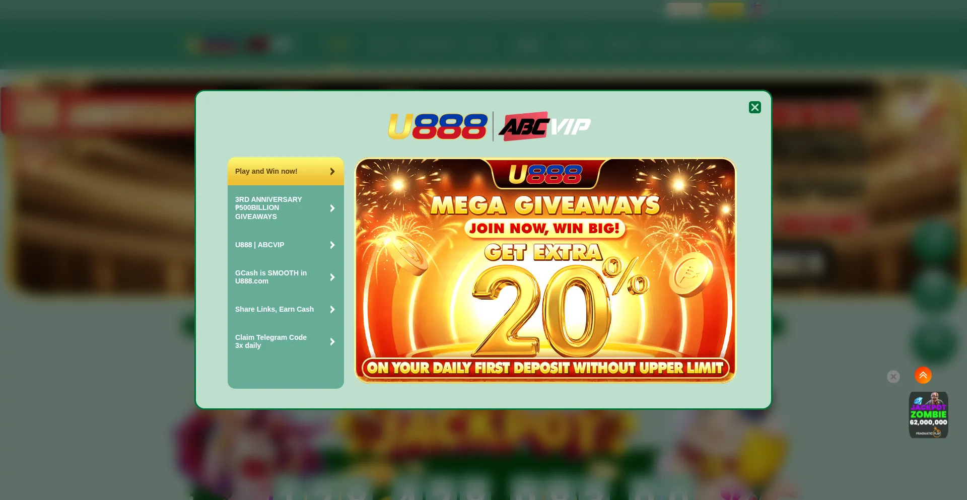 Website screenshot of U888w22.cc