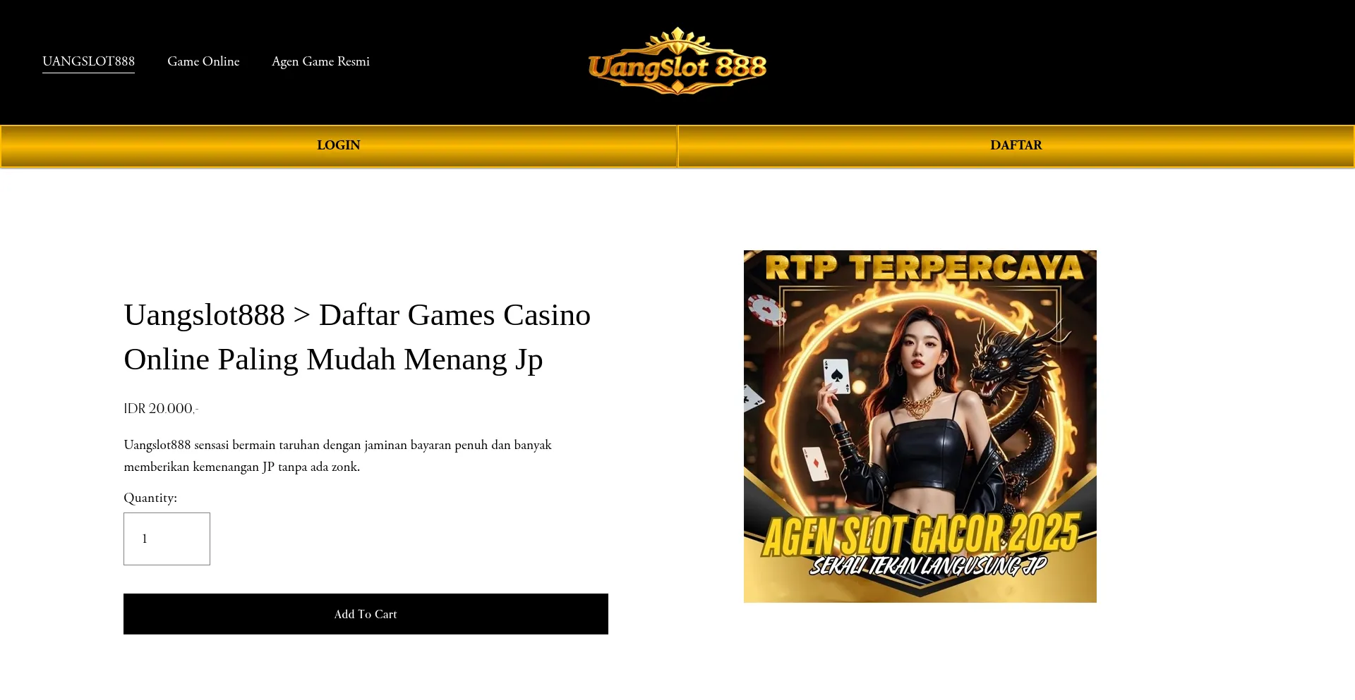 Website screenshot of Uangslot888.com