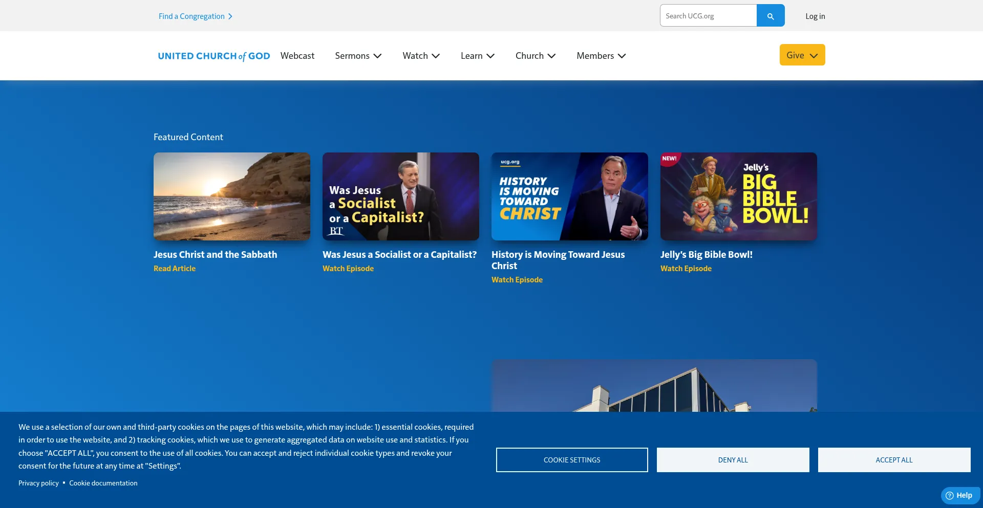 Website screenshot of Ucg.org