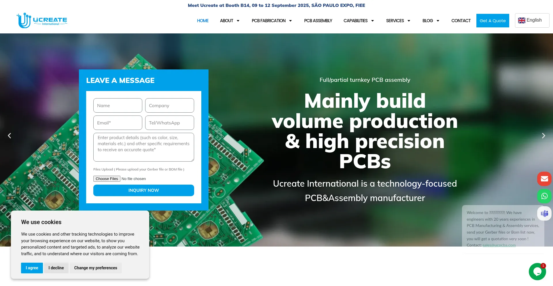 Website screenshot of Ucpcba.com