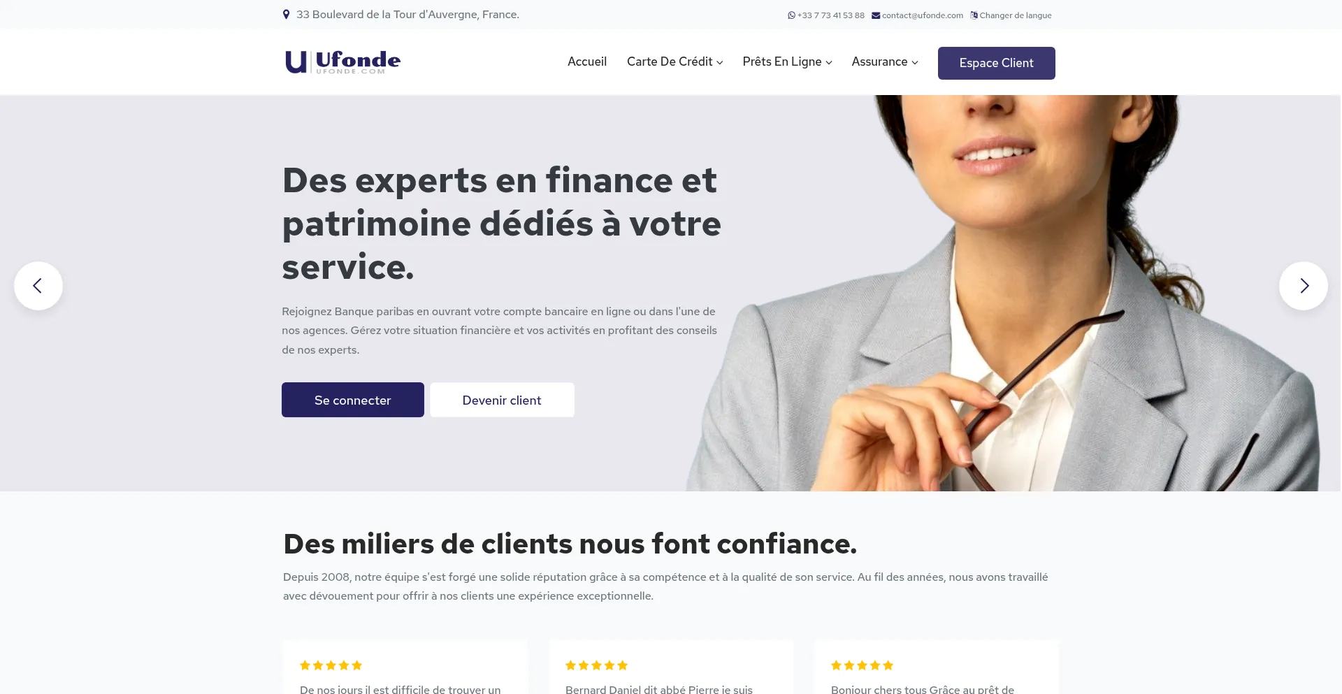 Website screenshot of Ufonde.com